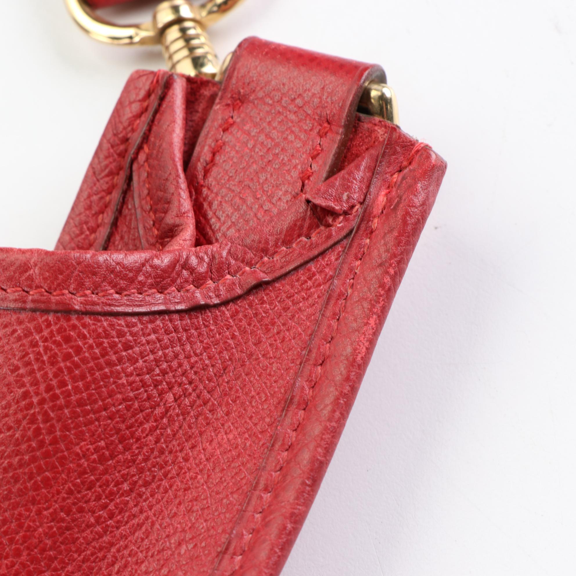 Hermès Evelyne Gen I GM Bag in Red Courchevel Leather