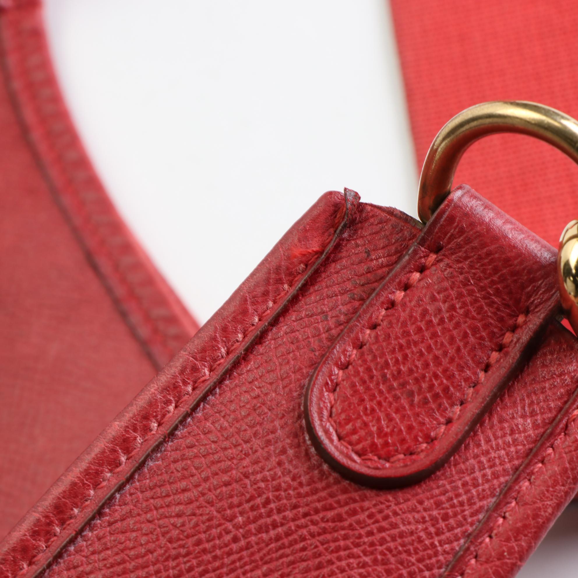 Hermès Evelyne Gen I GM Bag in Red Courchevel Leather