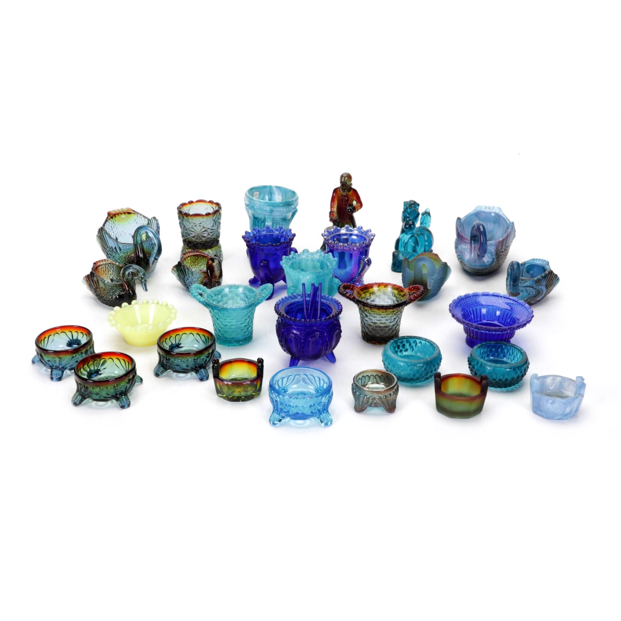 Boyd and Heisey Glass Salt Cellars, Toothpick Holders, and Figurines
