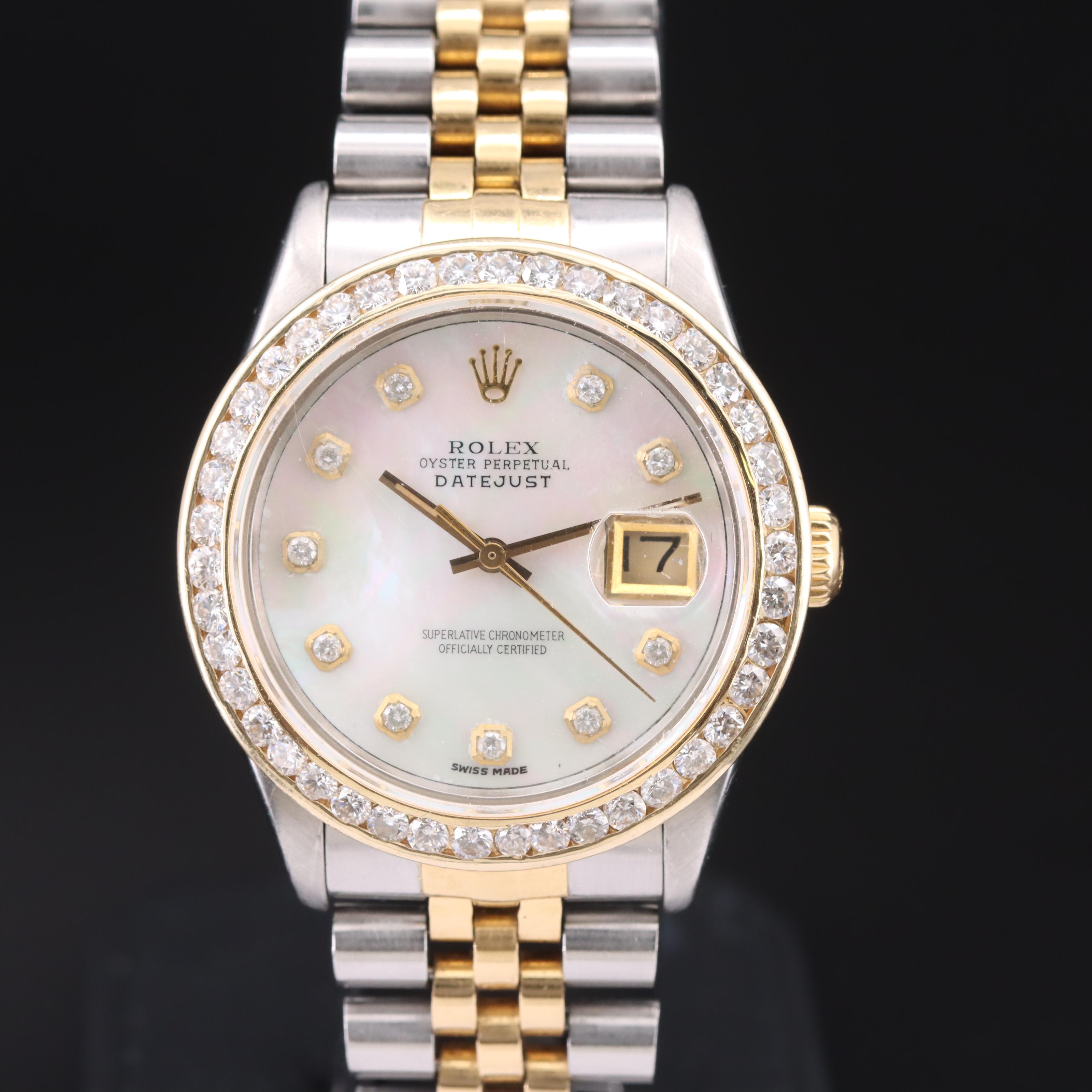 1984 Rolex Datejust Mother-of-Pearl, 2.80 CTW Diamond Dial and Bezel Watch