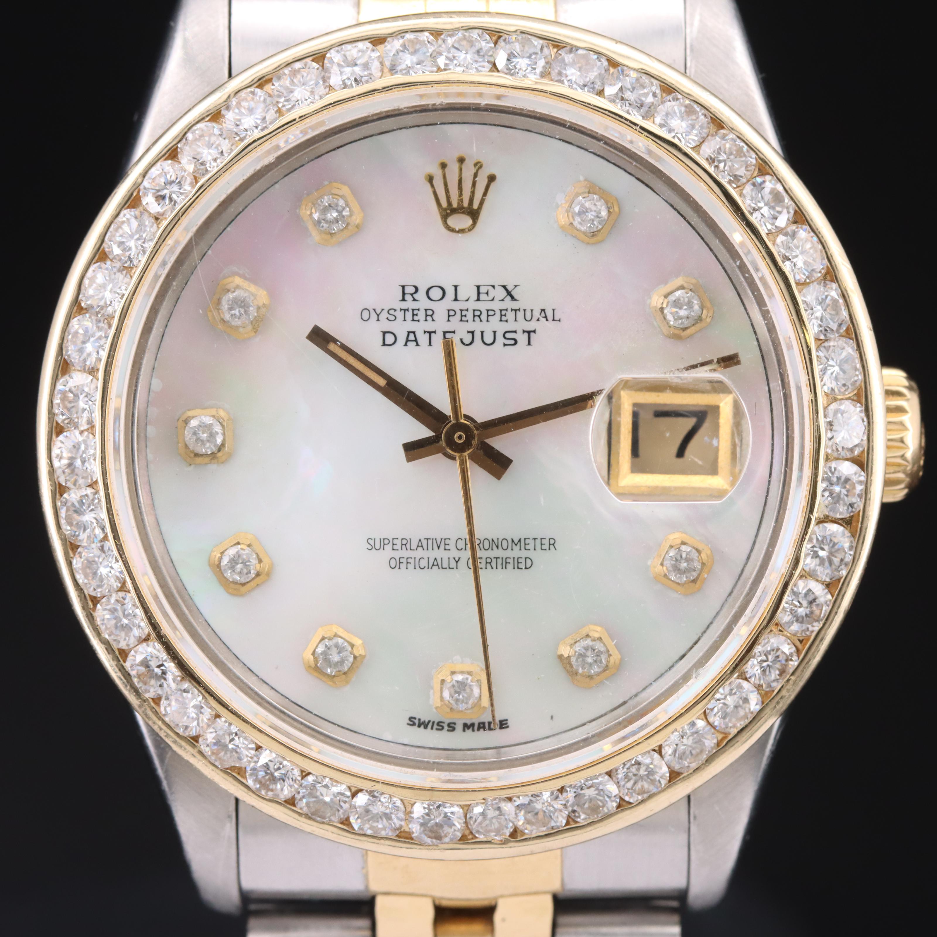 1984 Rolex Datejust Mother-of-Pearl, 2.80 CTW Diamond Dial and Bezel Watch