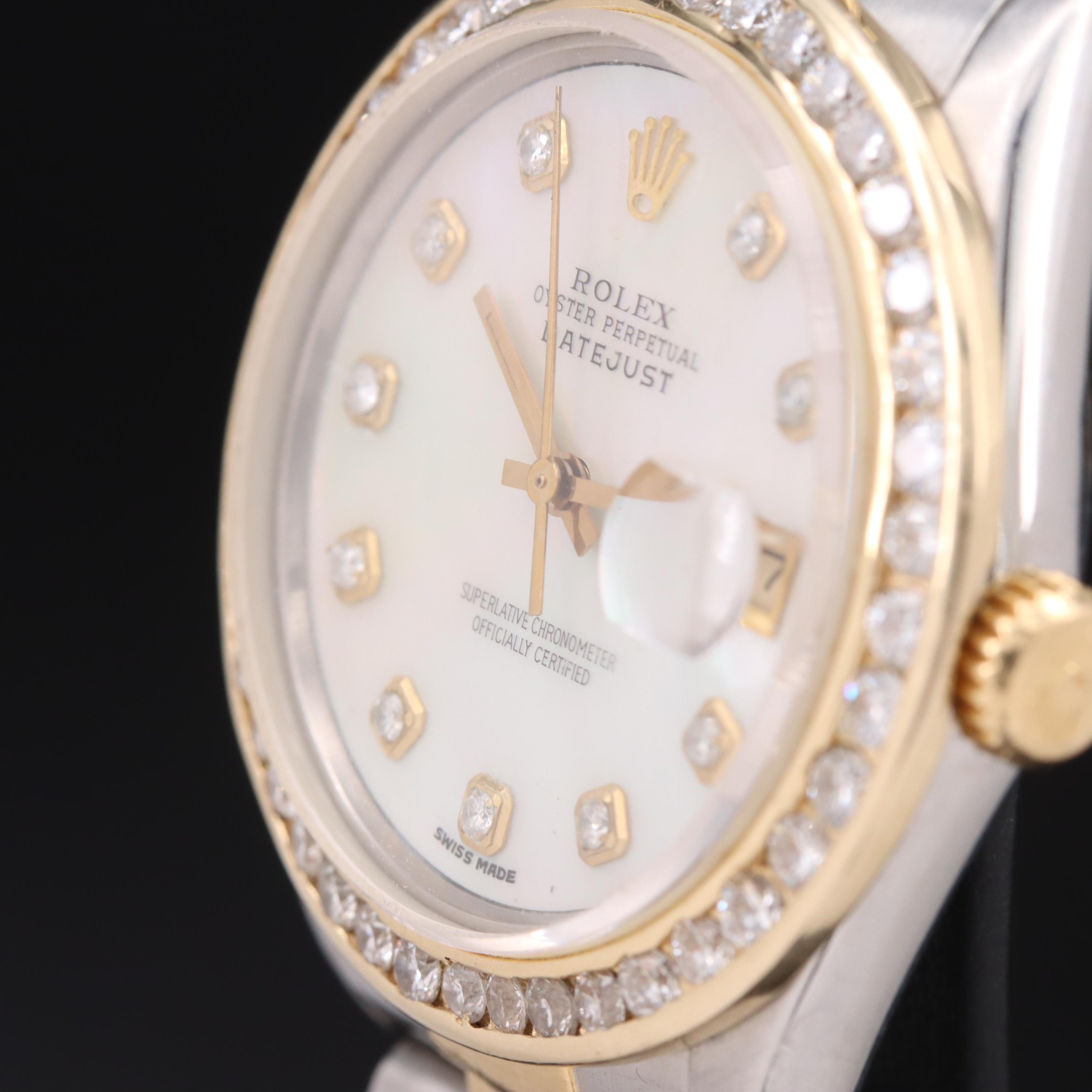 1984 Rolex Datejust Mother-of-Pearl, 2.80 CTW Diamond Dial and Bezel Watch
