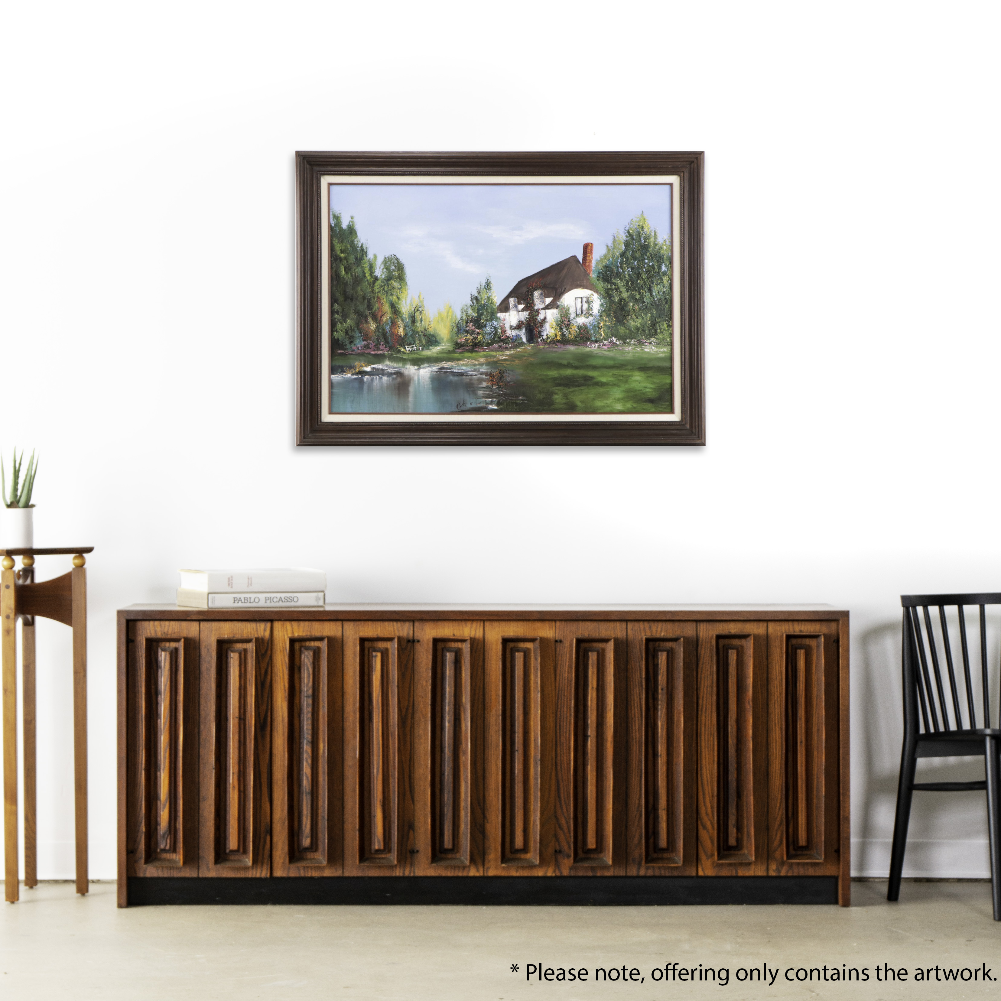 Oil Painting of Cottage In Verdant Landscape