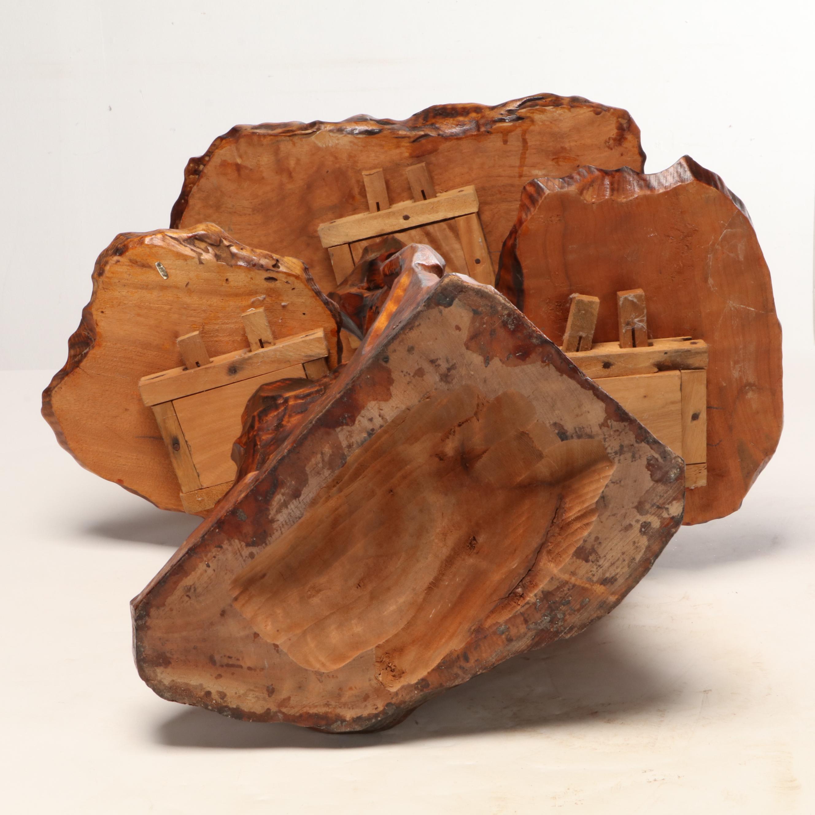 Taiwanese Live Edge Wood Three-Tiered End Table