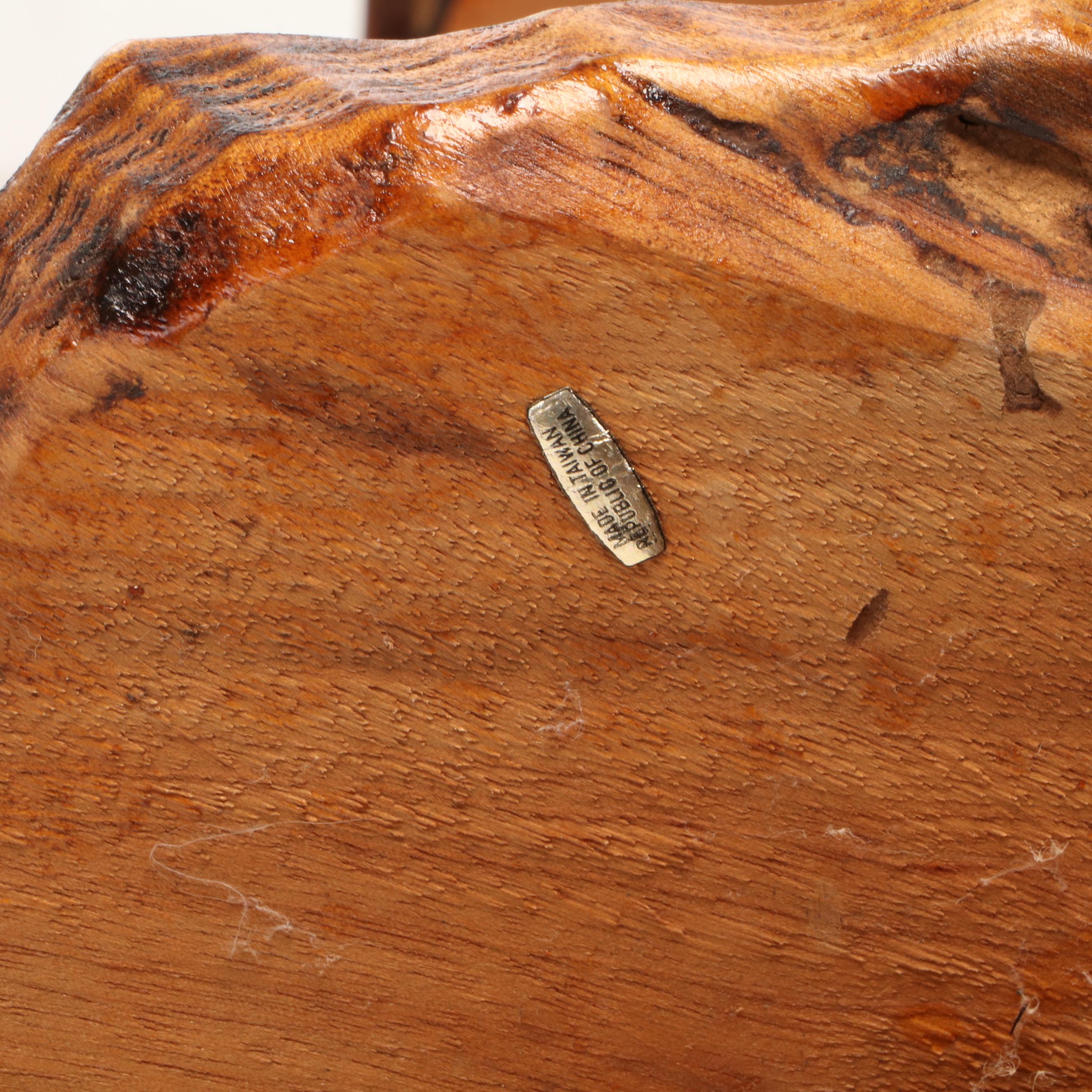 Taiwanese Live Edge Wood Three-Tiered End Table