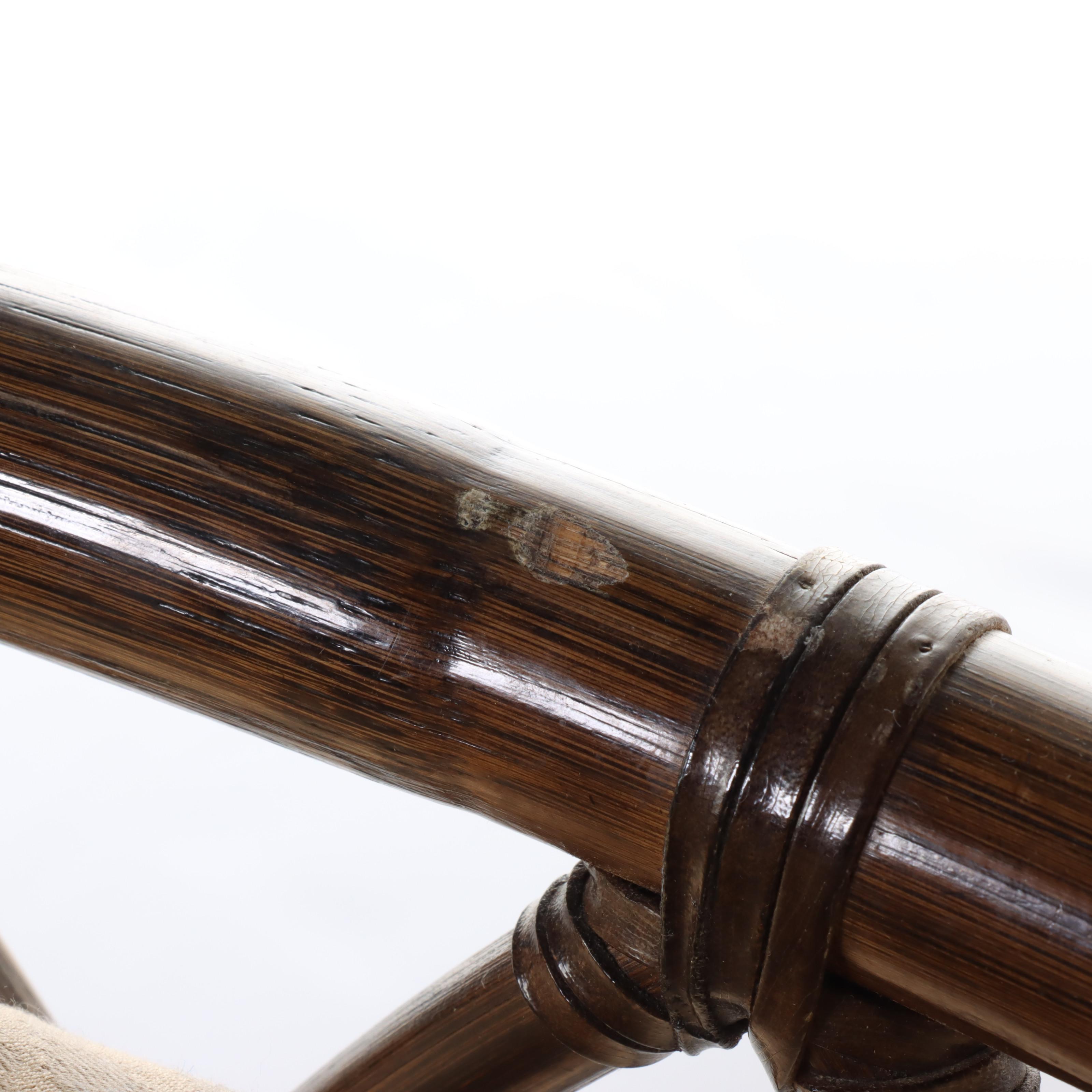 Pair of McGuire Leather-Wrapped Rattan Patio Lounge Chairs