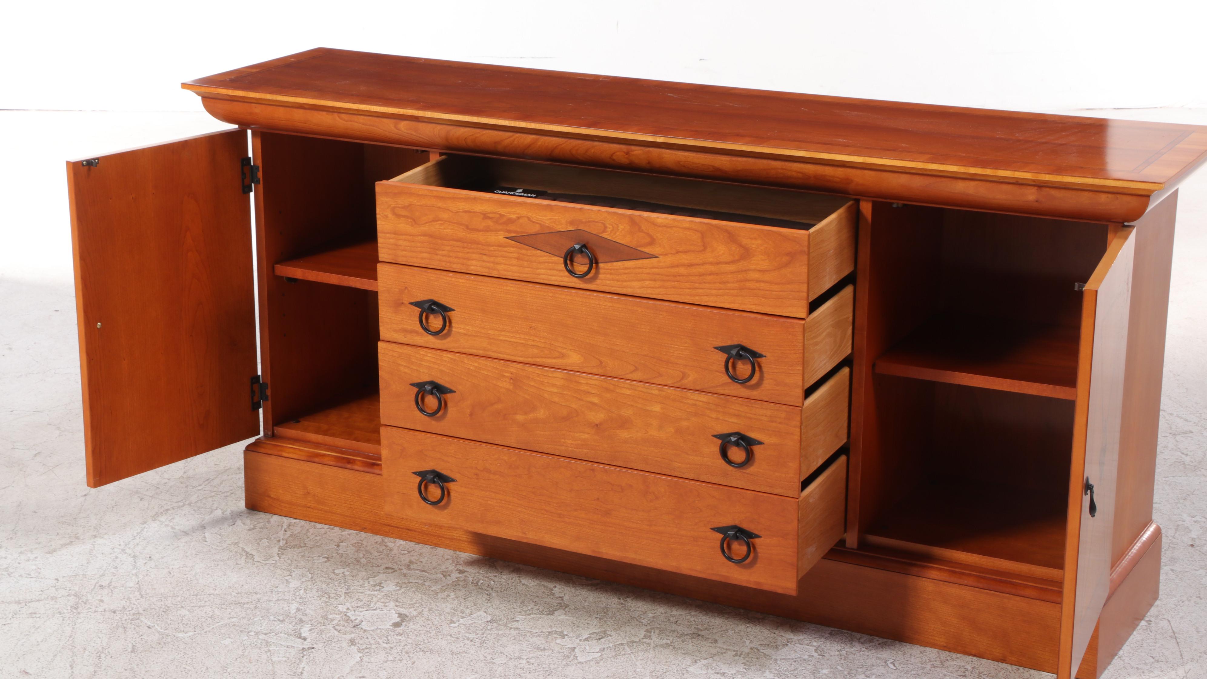 Councill Biedermeier Style Cherrywood and Line-Inlaid Buffet