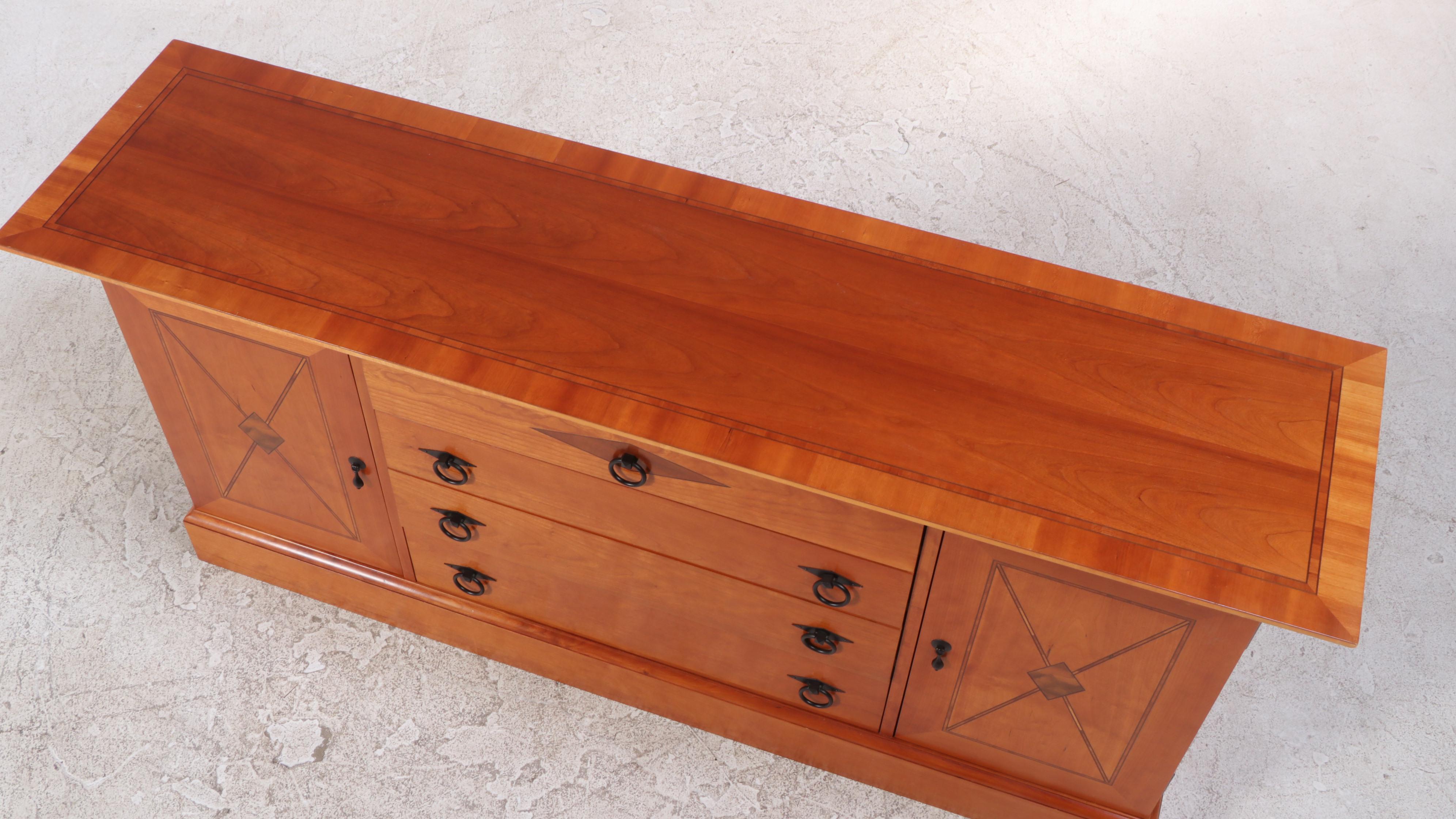 Councill Biedermeier Style Cherrywood and Line-Inlaid Buffet