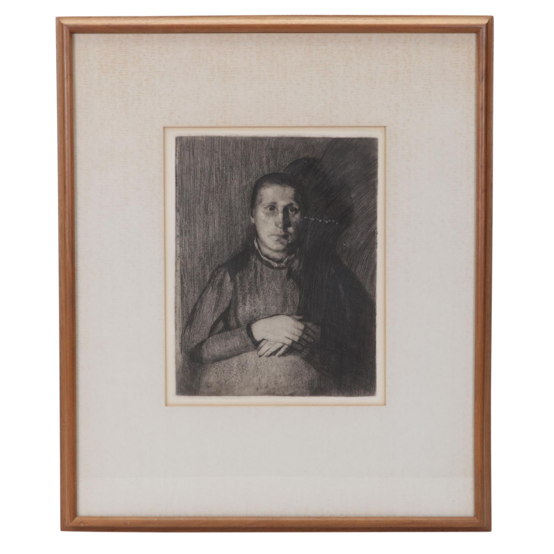 Portrait Etching After Käthe Kollwitz, Circa 1930