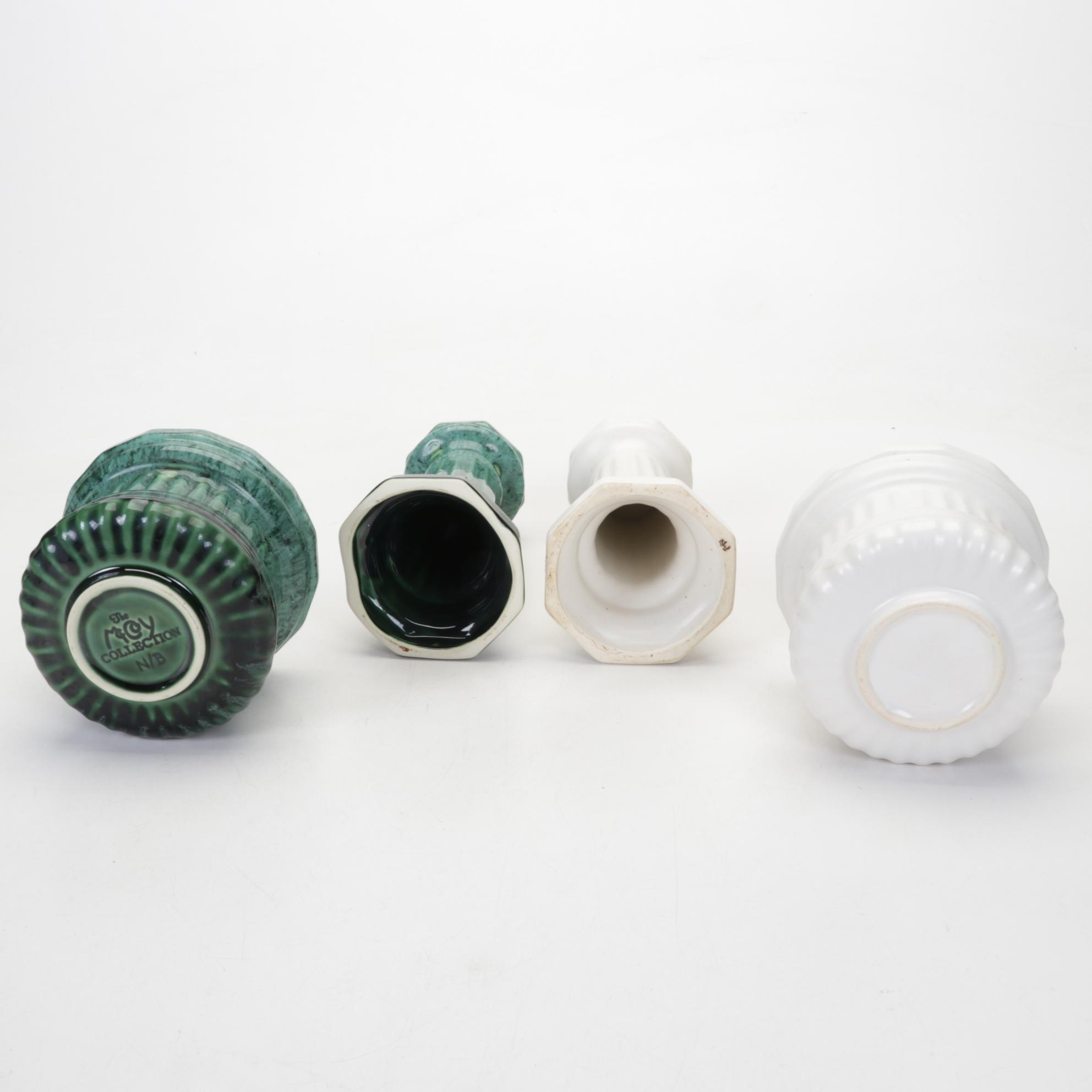 Nelson & Billie "McCoy" Pedestal Planters with Yellow and Blue Glazed Tiles