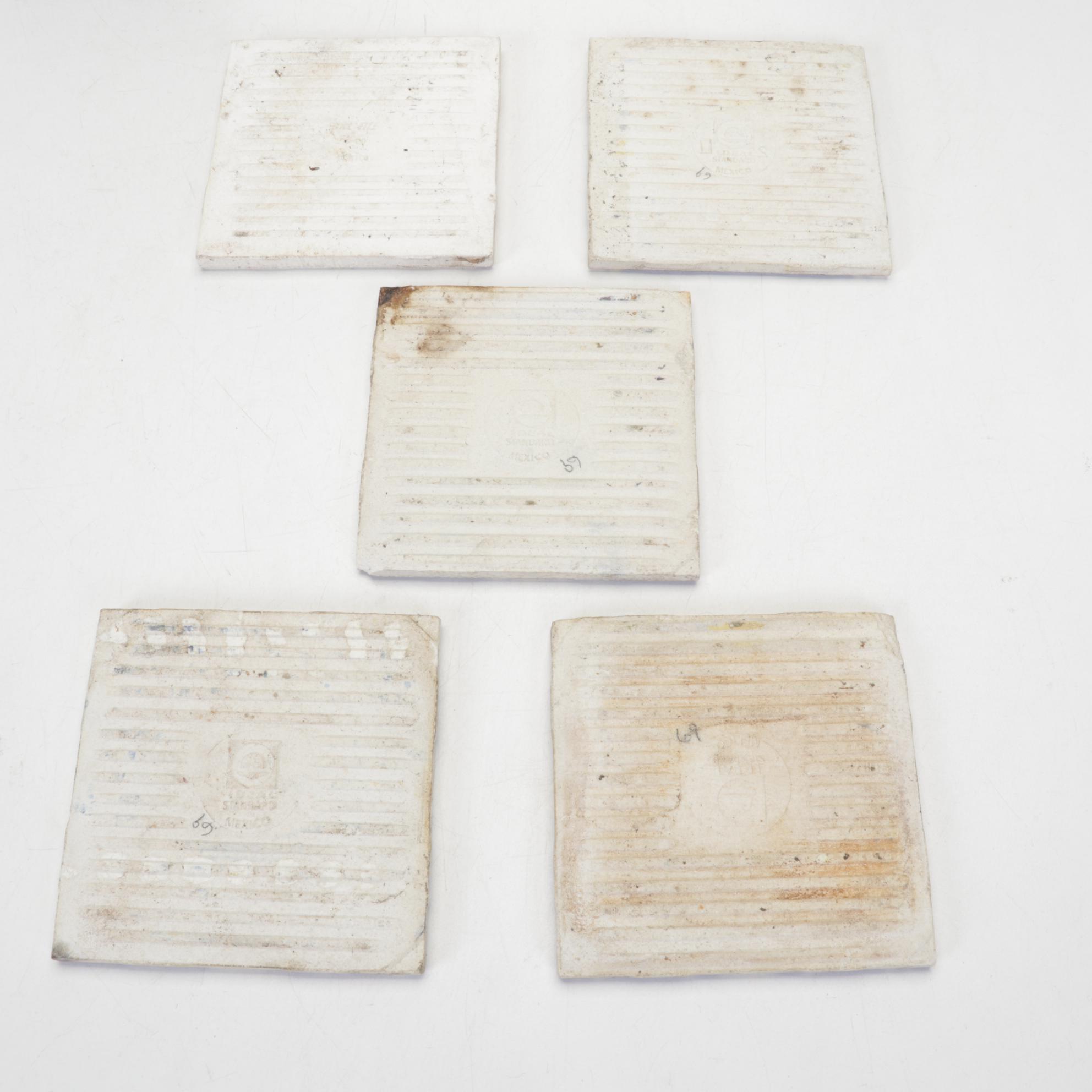 Nelson & Billie "McCoy" Pedestal Planters with Yellow and Blue Glazed Tiles