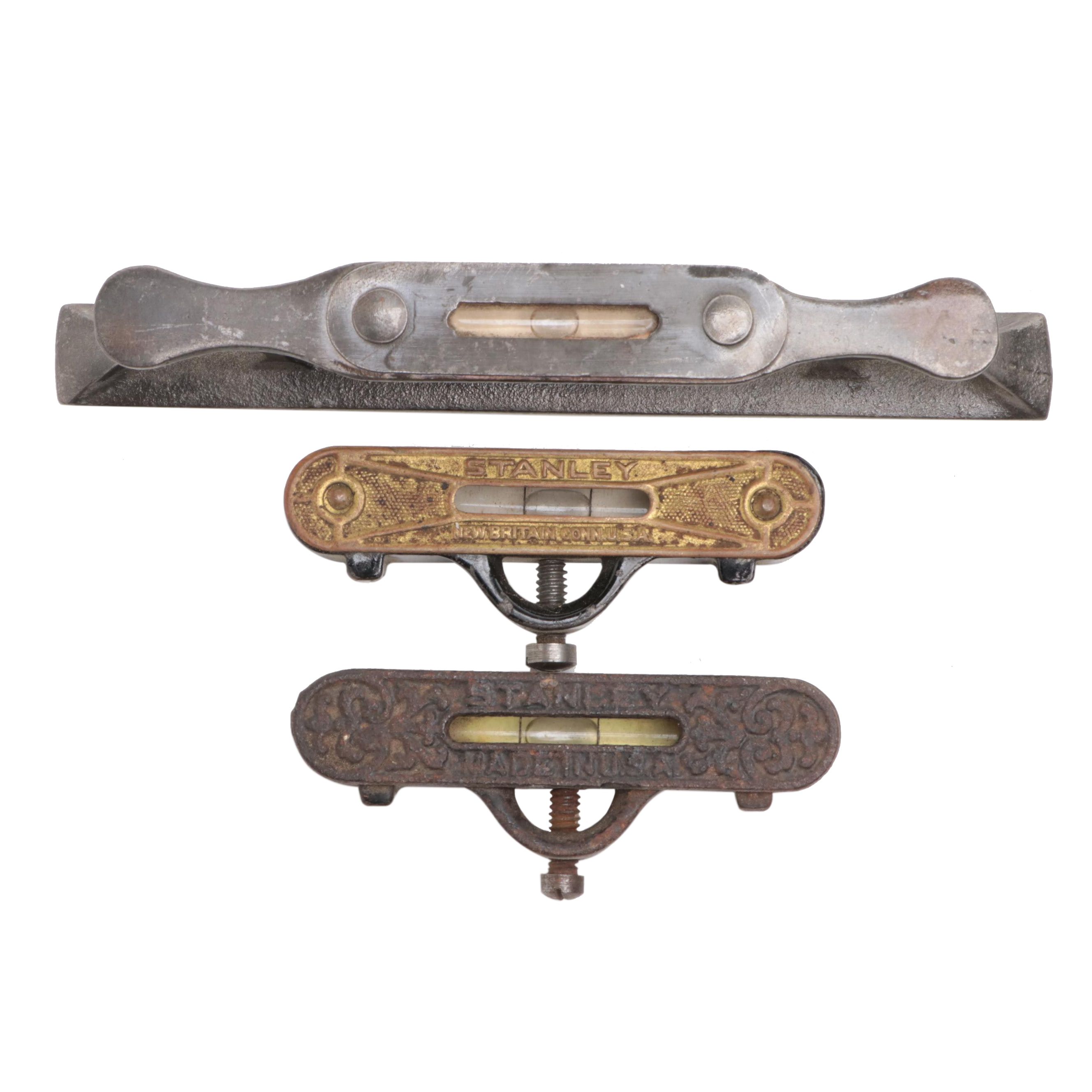 Stanley with Other Metal Pocket Spirit Levels, Early 20th Century