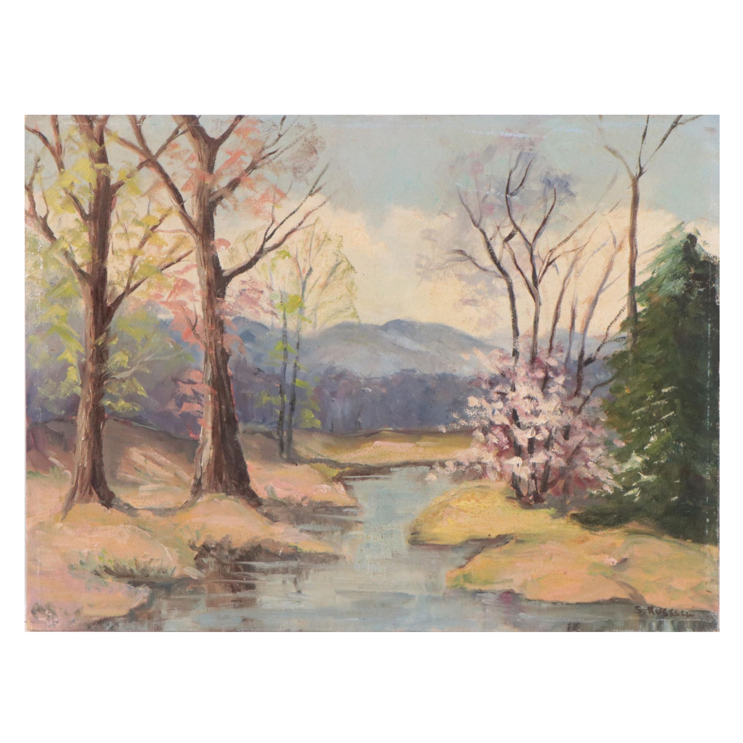 Shirley Russell Spring Landscape Oil Painting