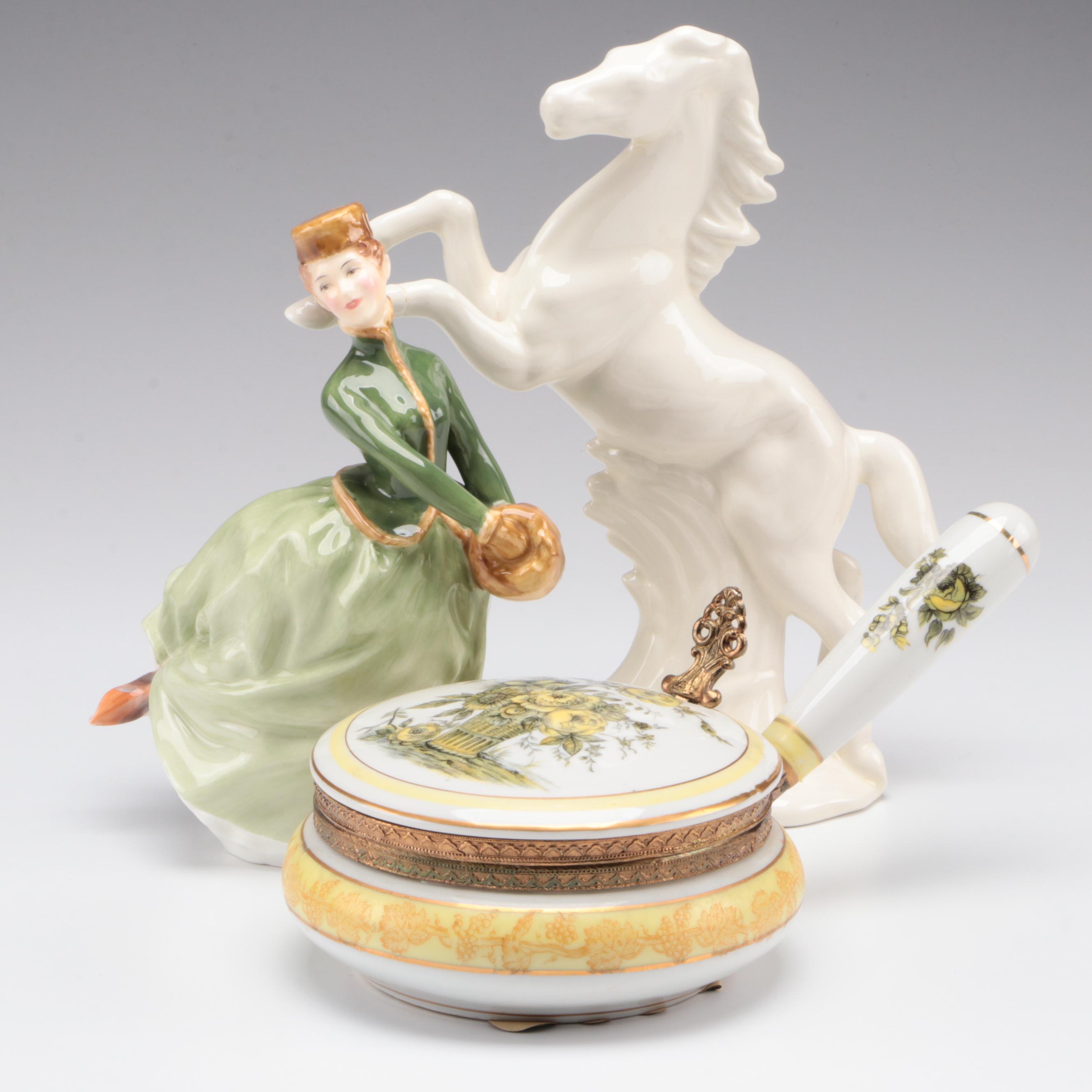 Royal Doulton "Grace" Bone China Figurine with Horse Figure and Silent Butler