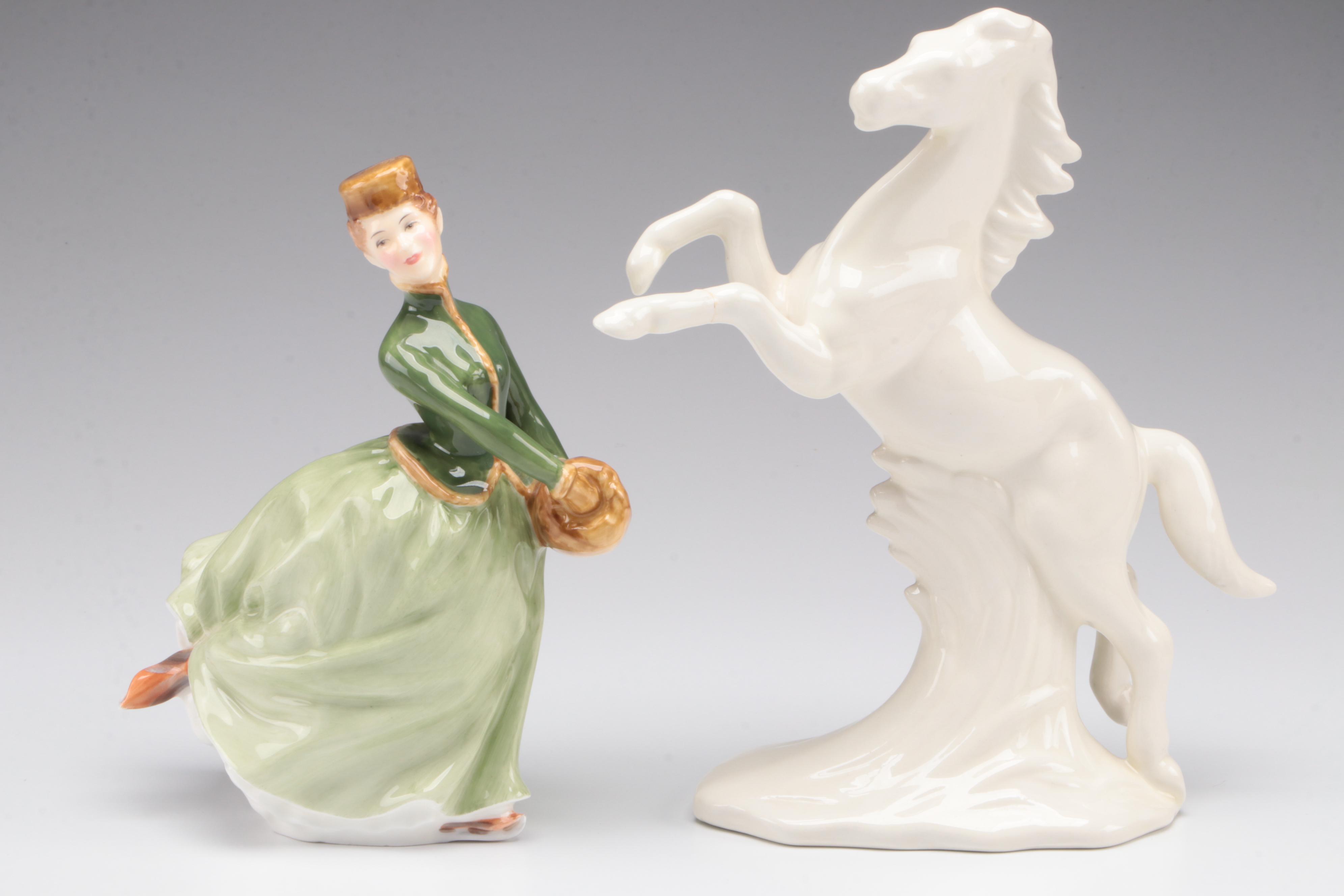 Royal Doulton "Grace" Bone China Figurine with Horse Figure and Silent Butler