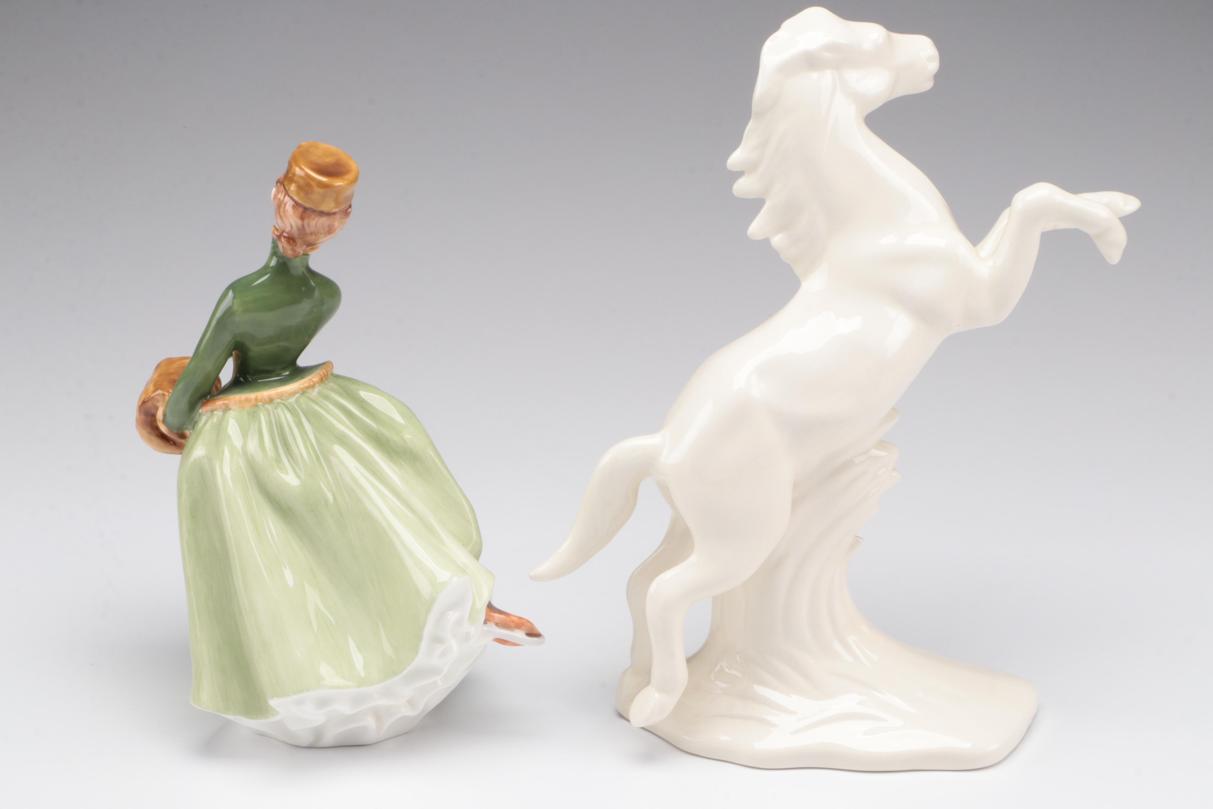 Royal Doulton "Grace" Bone China Figurine with Horse Figure and Silent Butler