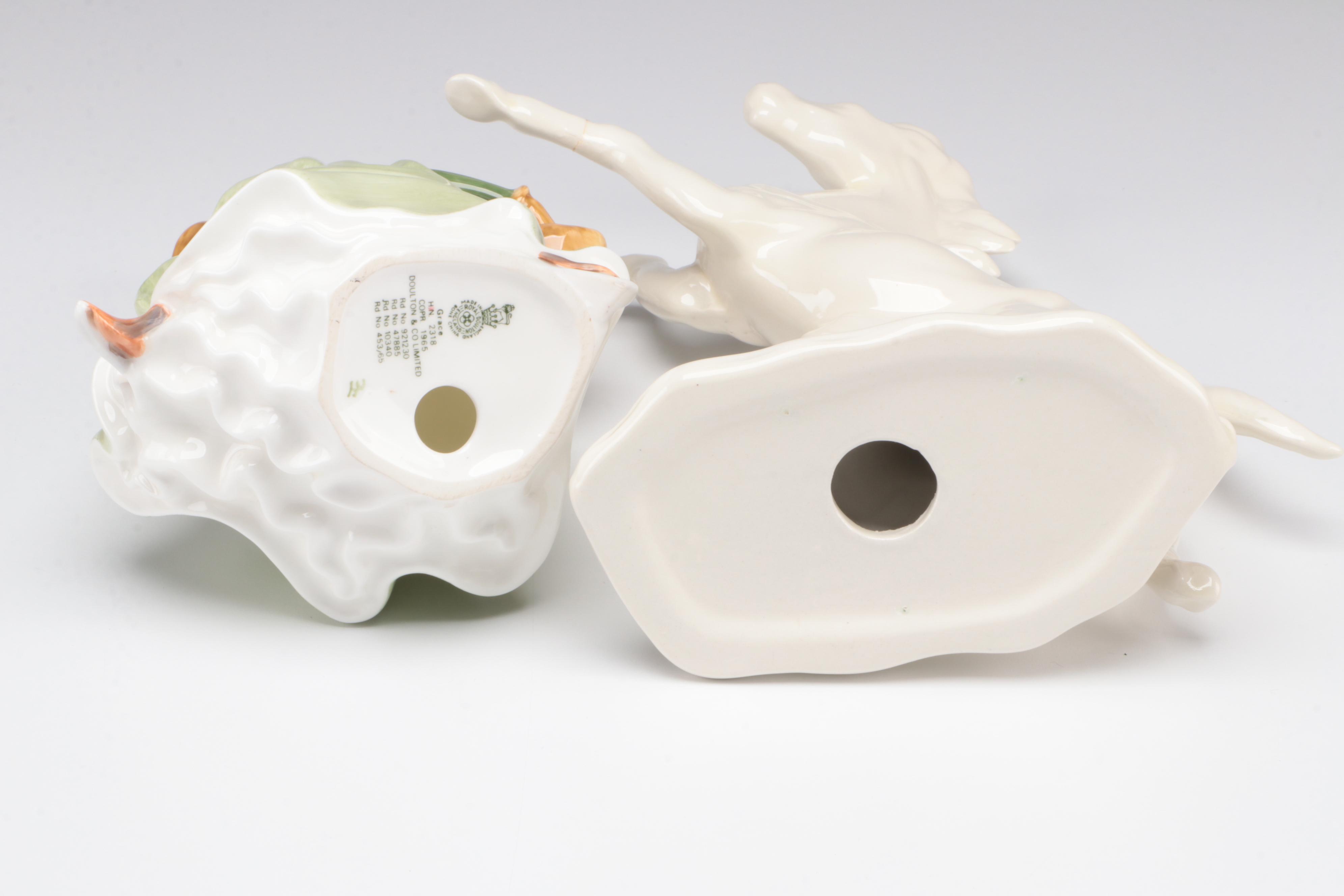 Royal Doulton "Grace" Bone China Figurine with Horse Figure and Silent Butler