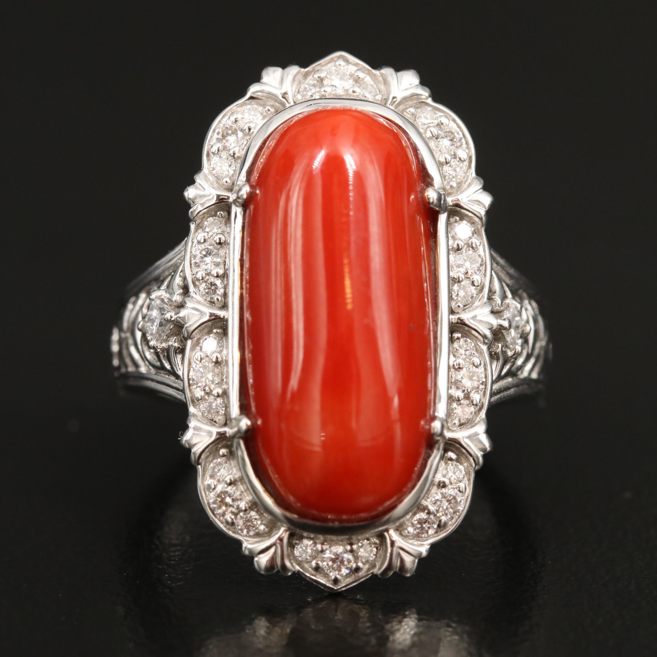 Chromia 18K Coral and Diamond Ring