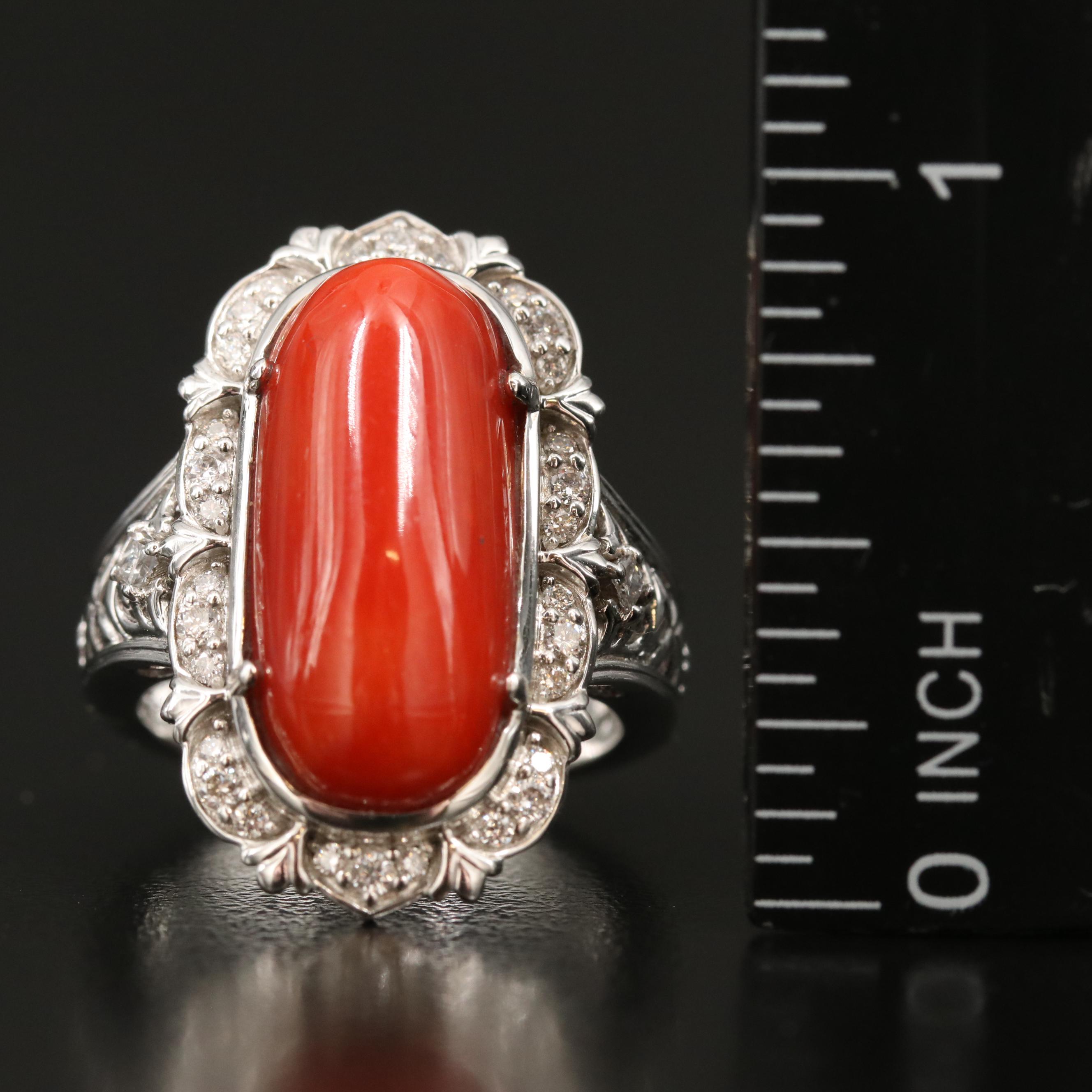 Chromia 18K Coral and Diamond Ring