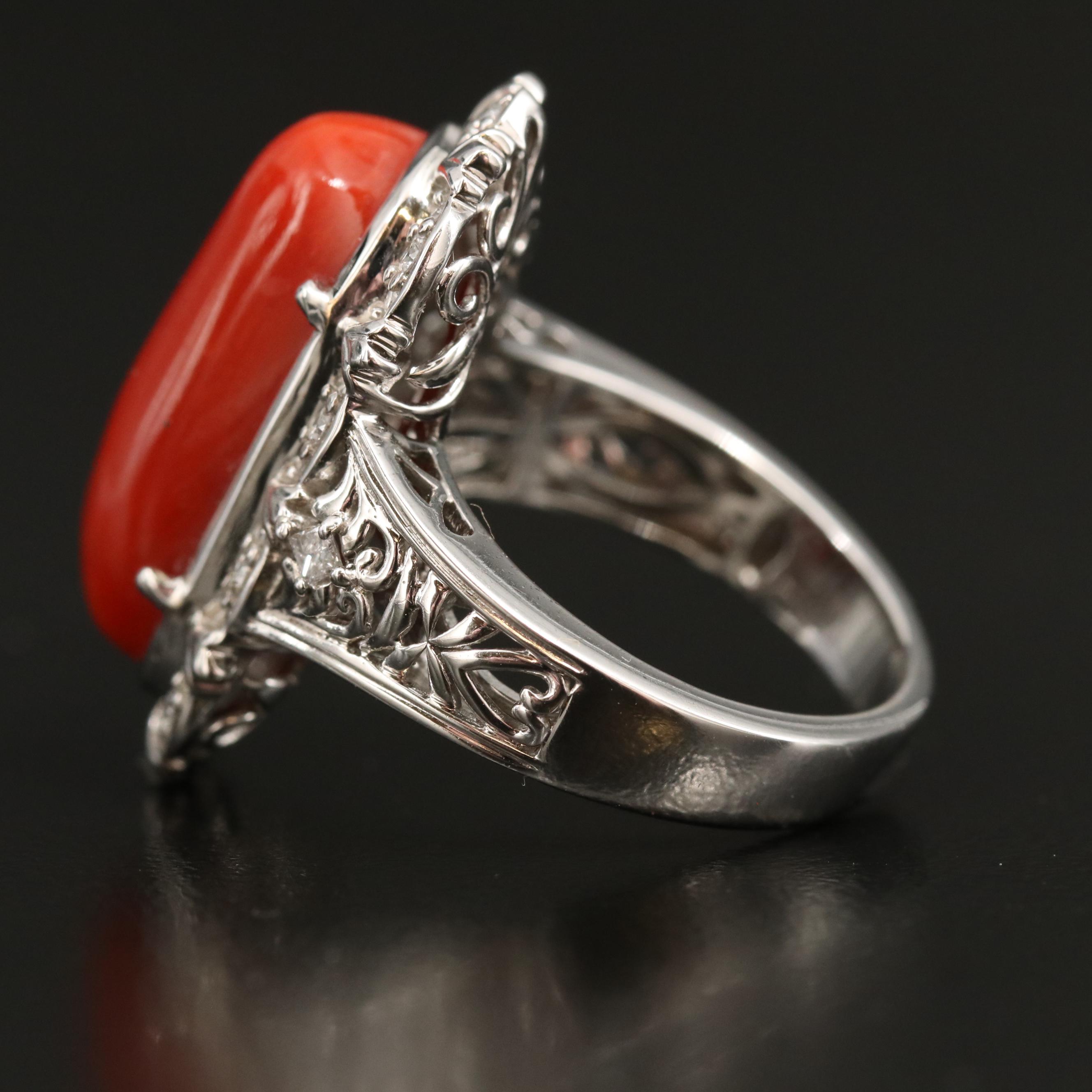 Chromia 18K Coral and Diamond Ring