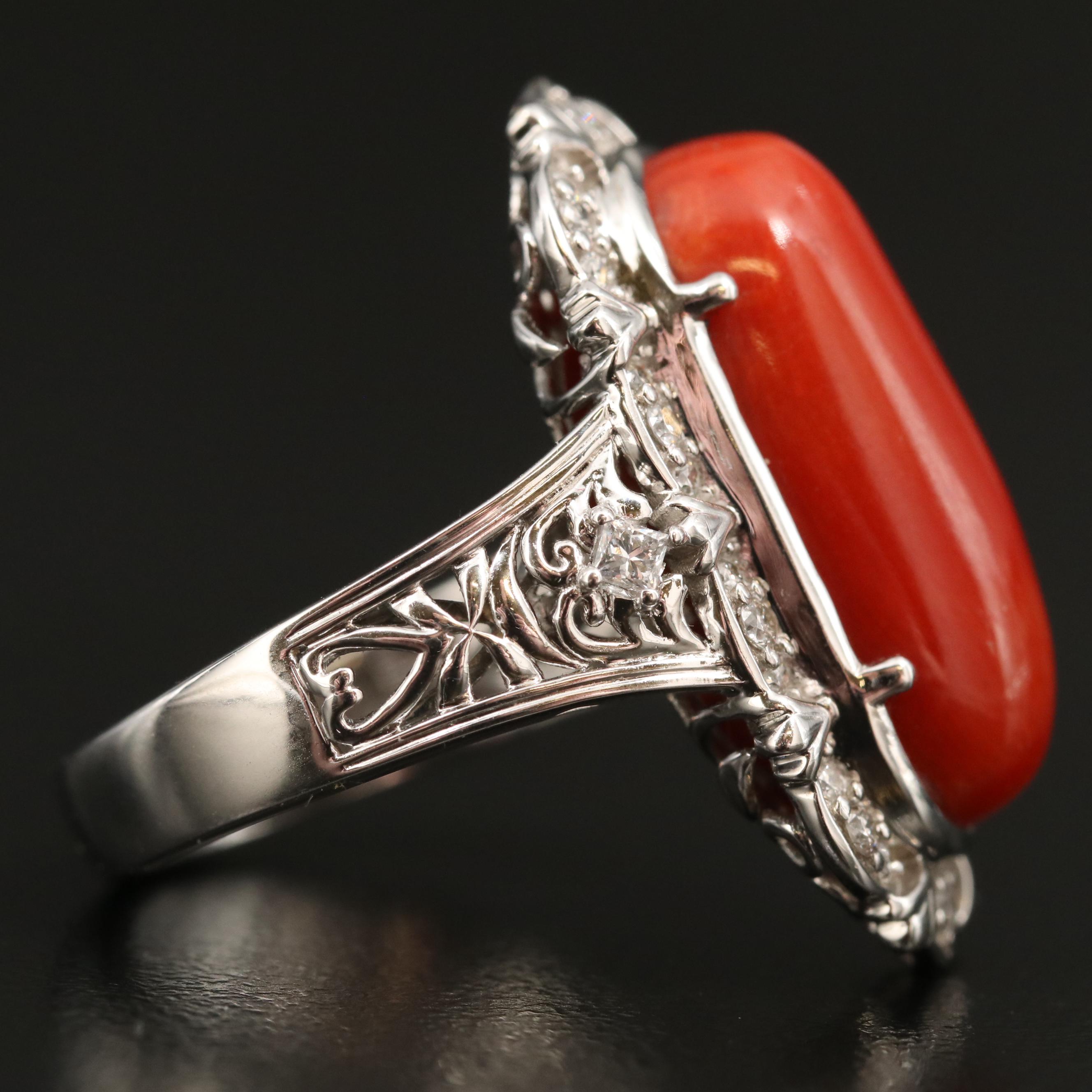 Chromia 18K Coral and Diamond Ring