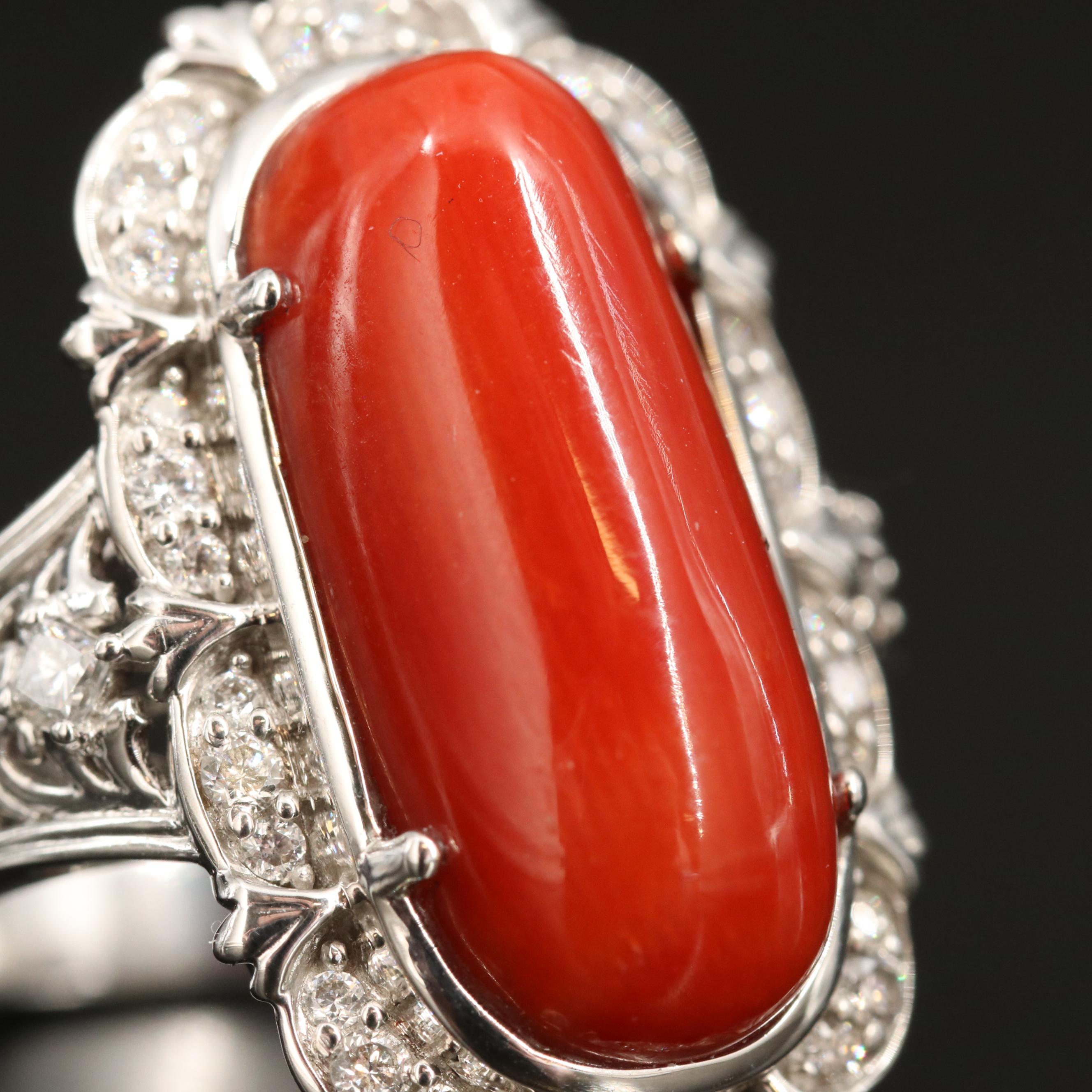 Chromia 18K Coral and Diamond Ring