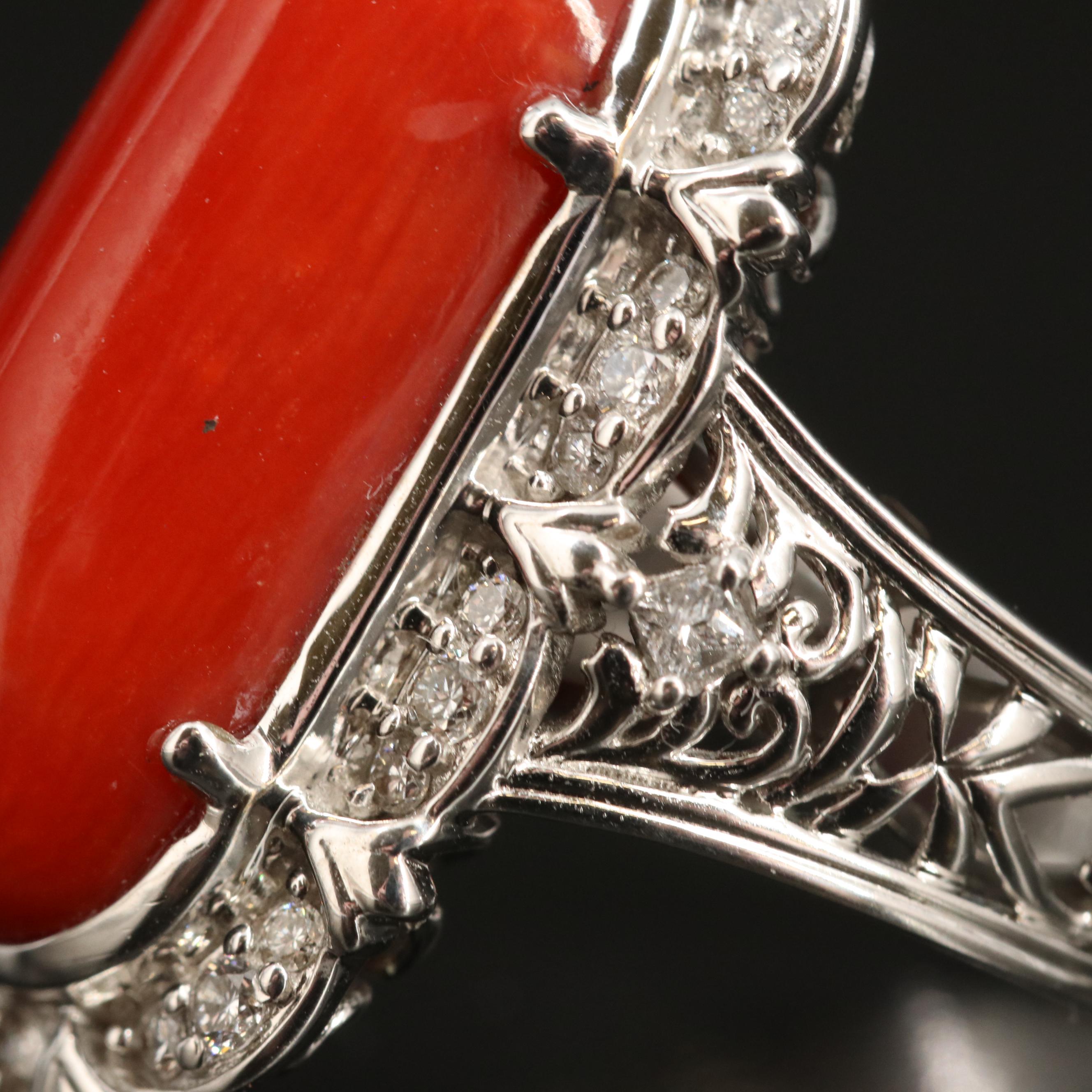 Chromia 18K Coral and Diamond Ring
