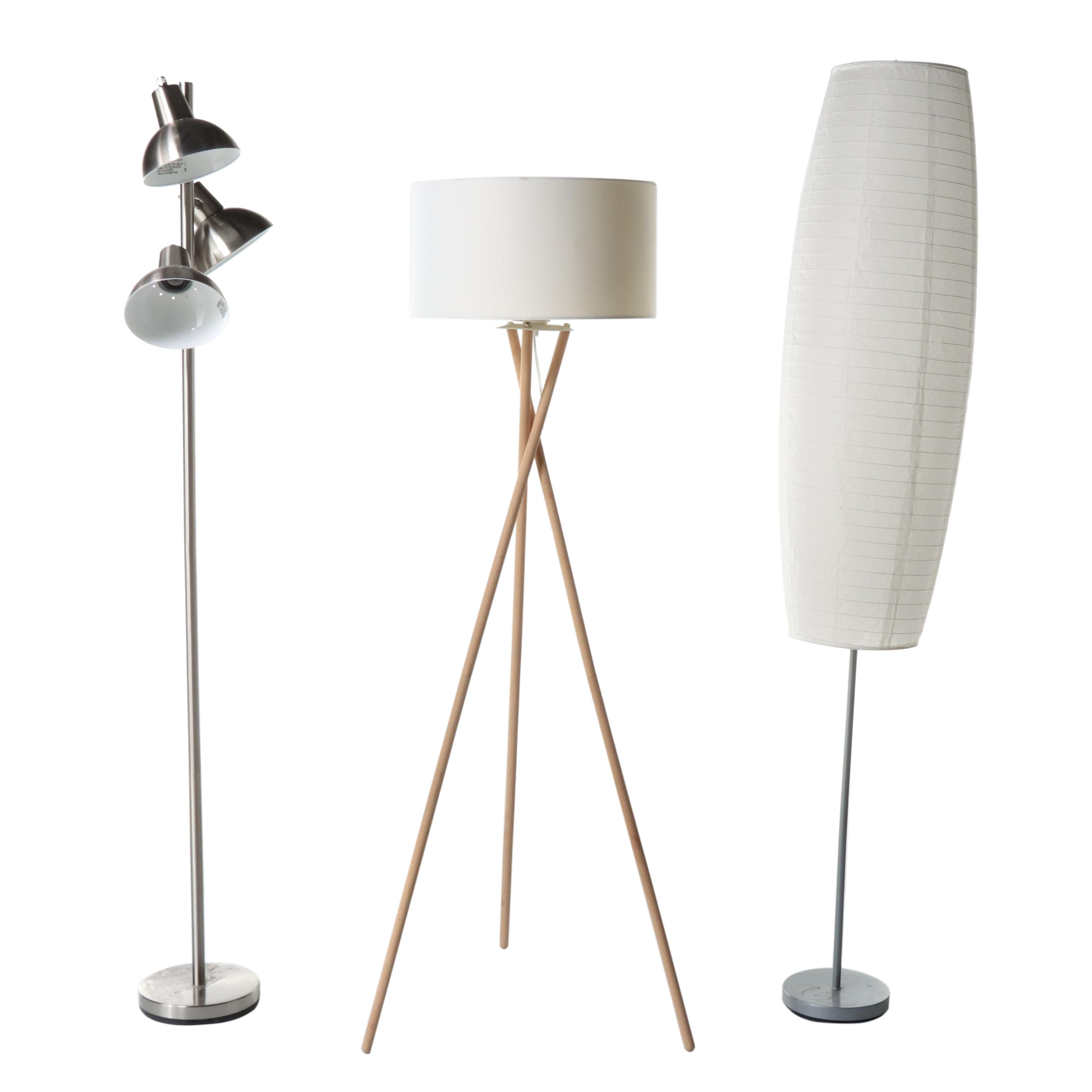 Mid Century Modern and Industrial Style Floor Lamps, Contemporary