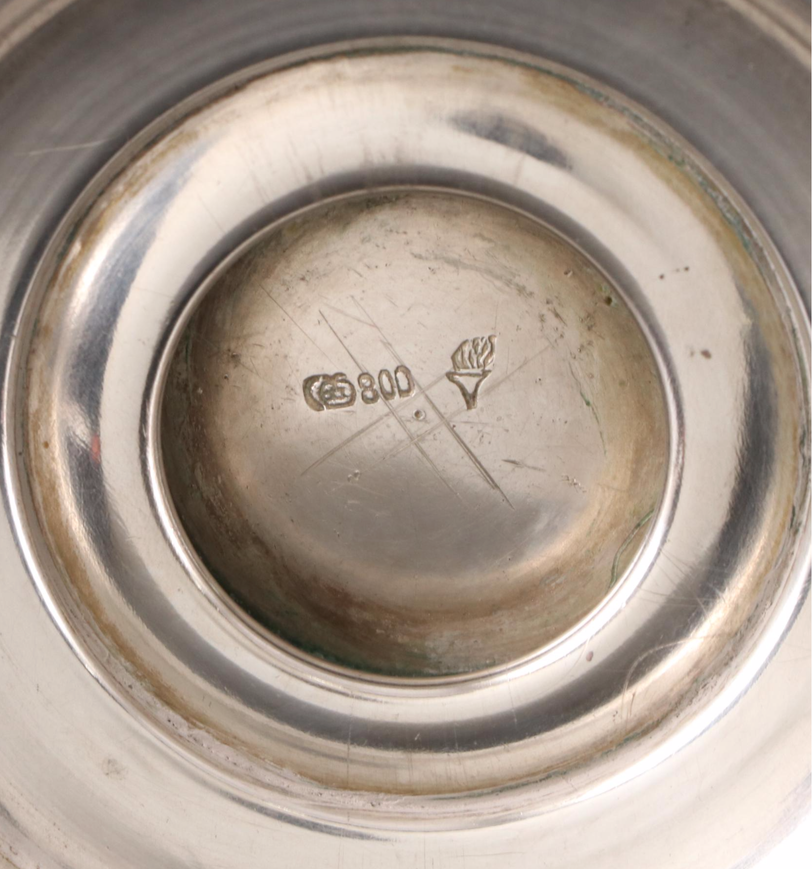 German 800 Silver Tea and Coffee Pots with Reed-and-Tie Bordered Serving Tray