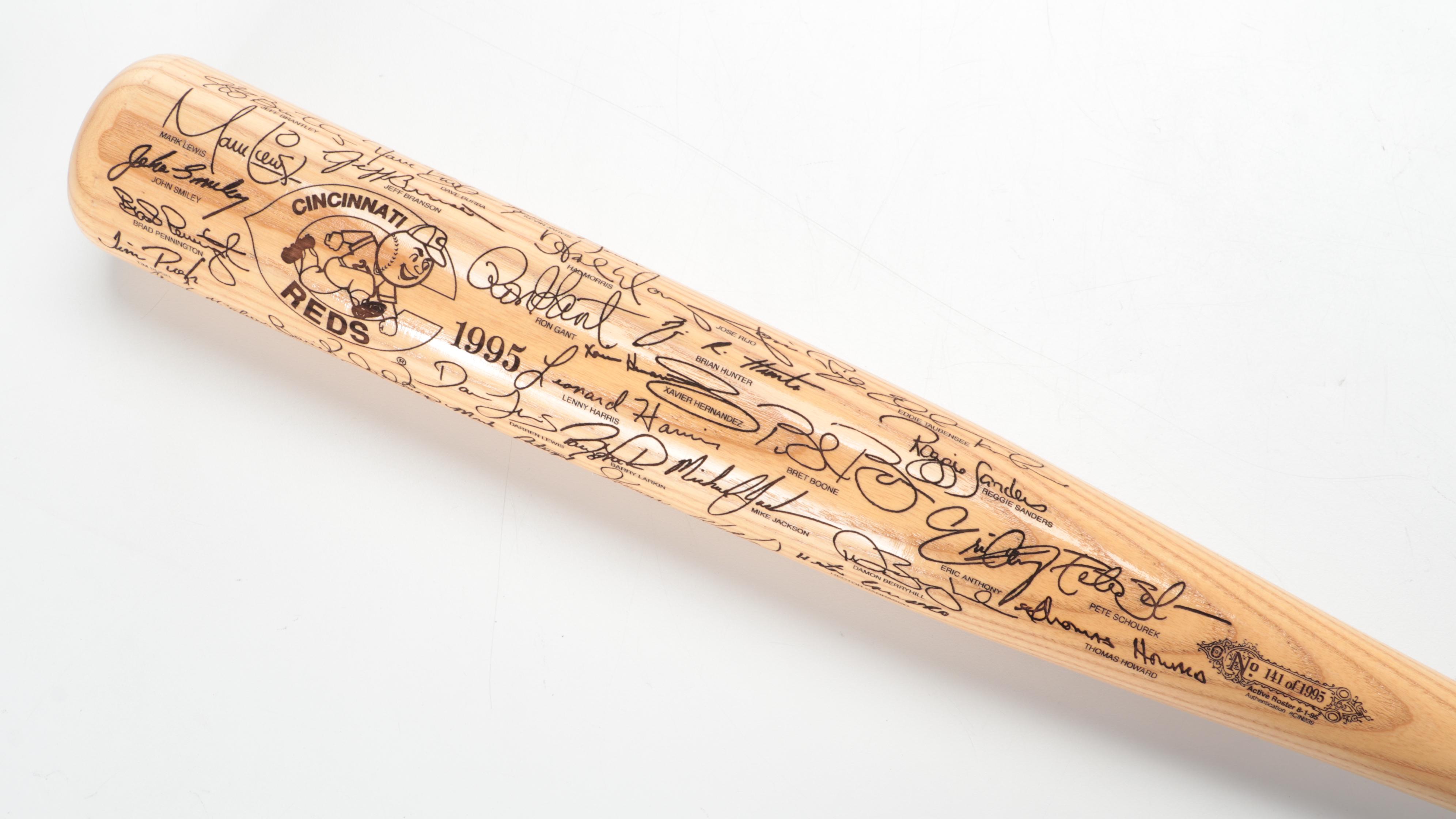 Pete Rose Signed Bat with Chris Sabo Signed Baseball, and More
