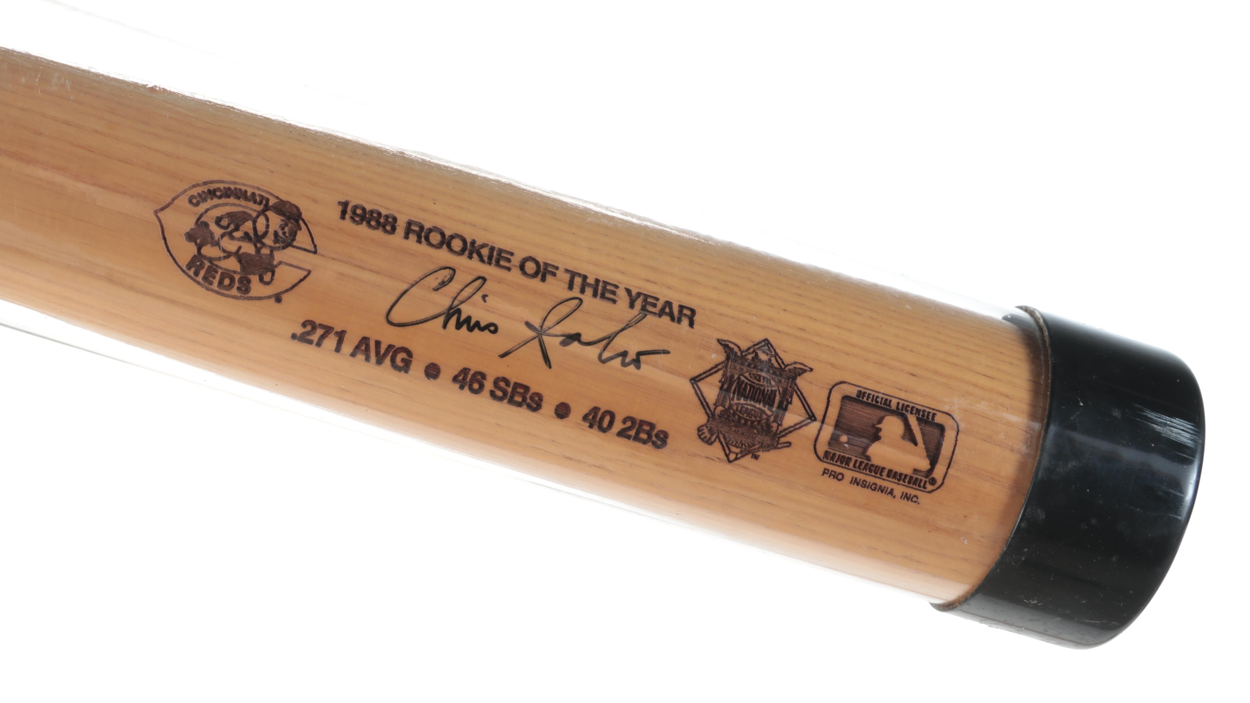 Pete Rose Signed Bat with Chris Sabo Signed Baseball, and More