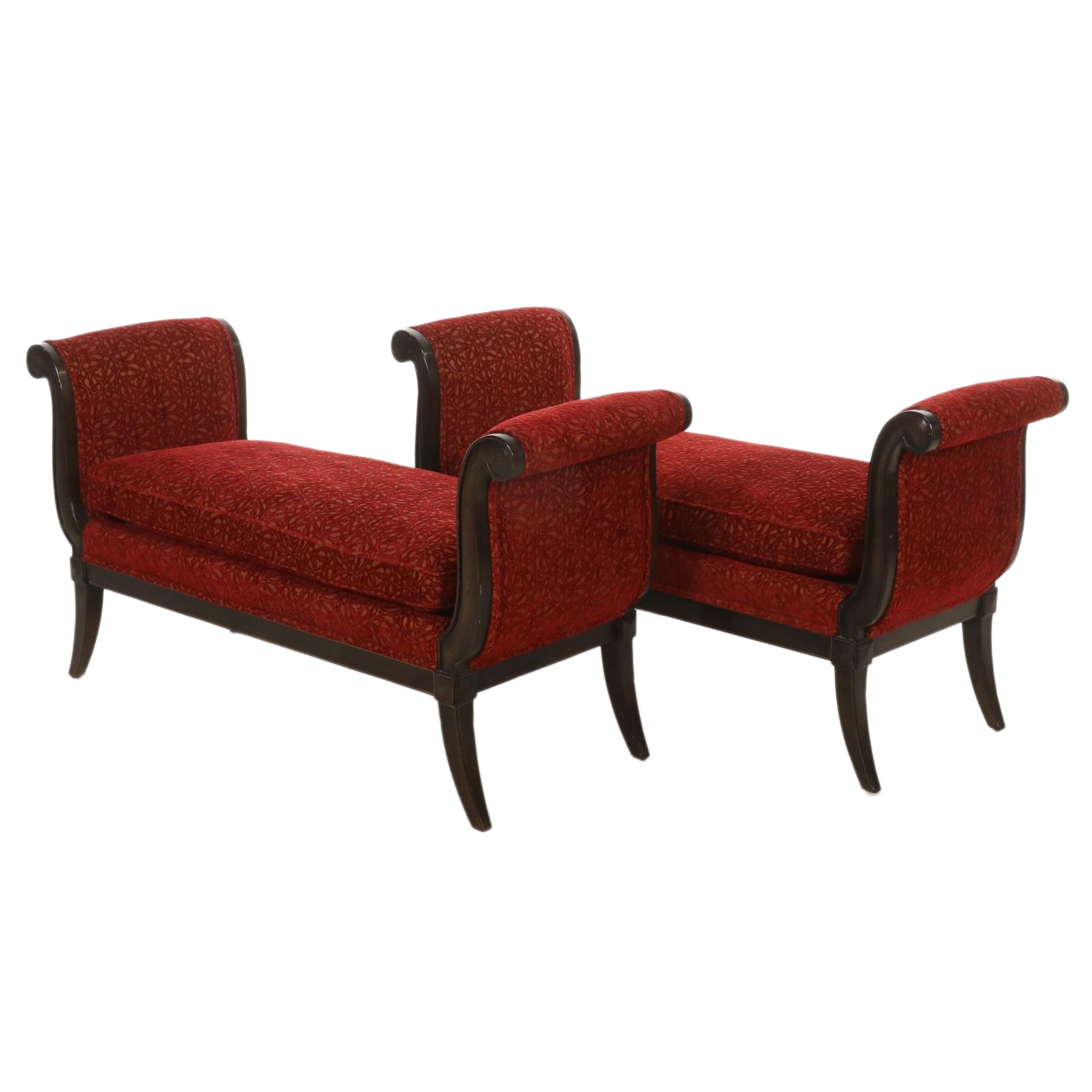 Pair of Baker Furniture Custom-Upholstered Benches