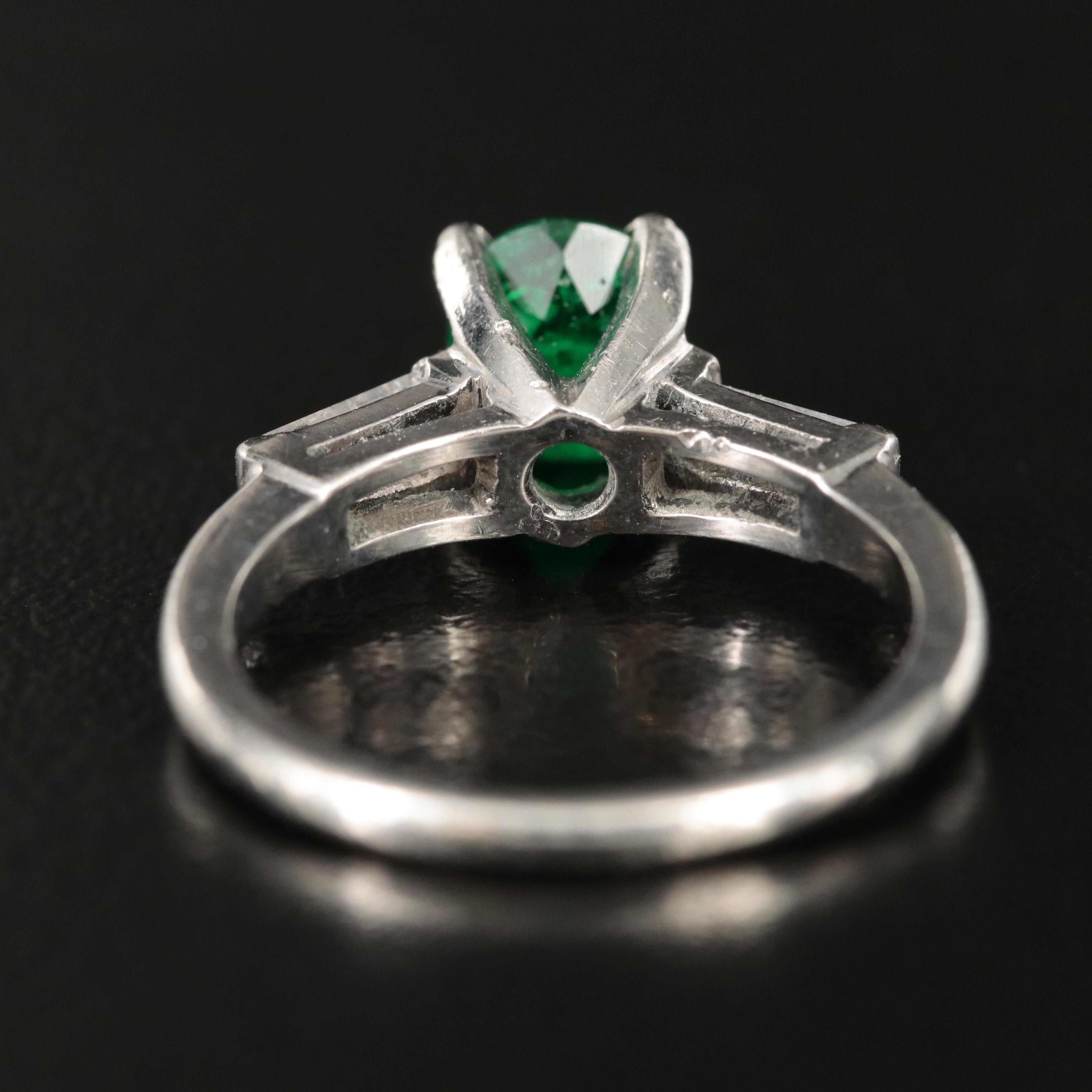 Platinum Emerald and Diamond Ring