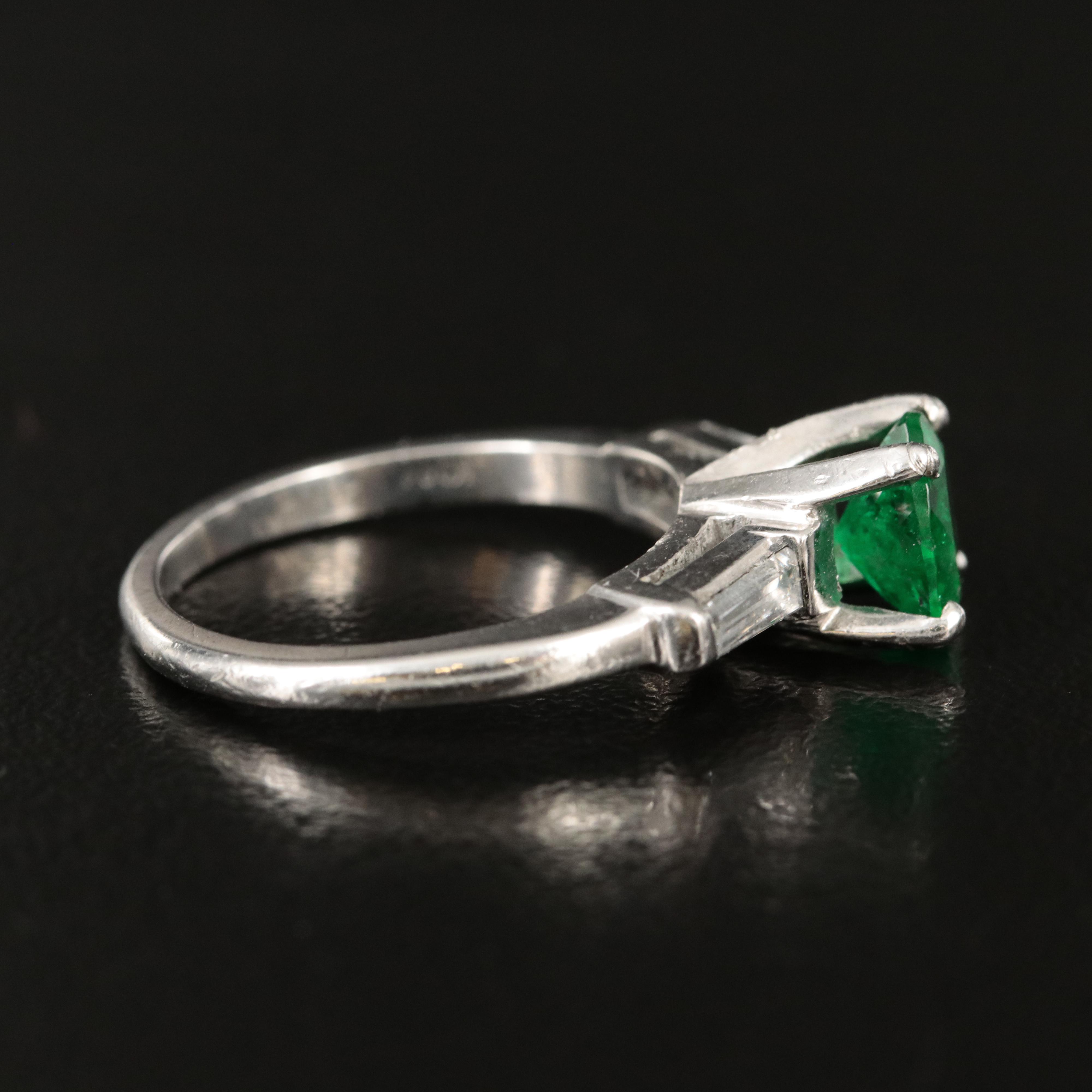 Platinum Emerald and Diamond Ring