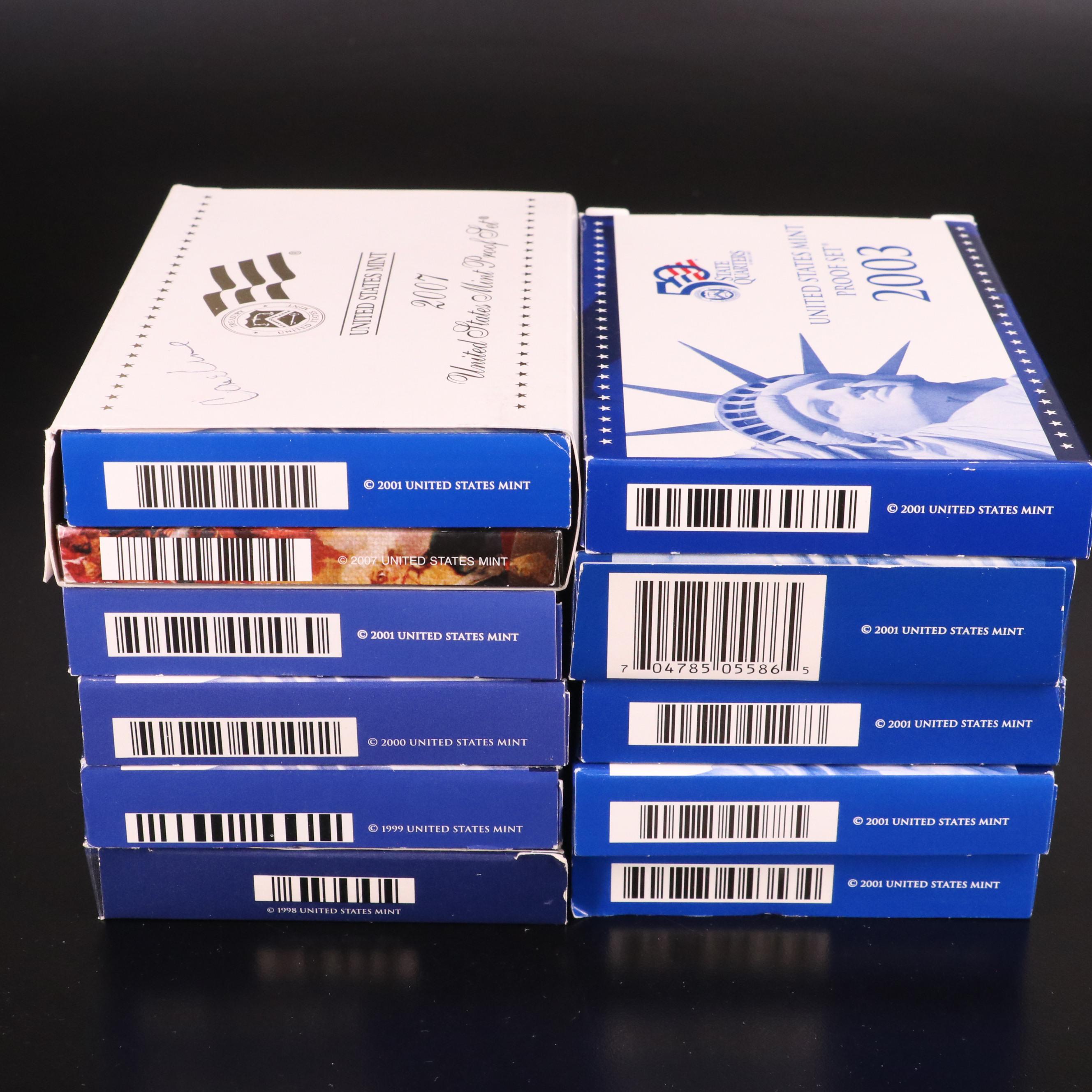 Ten Different U.S. Mint Proof Sets, 1999–2008
