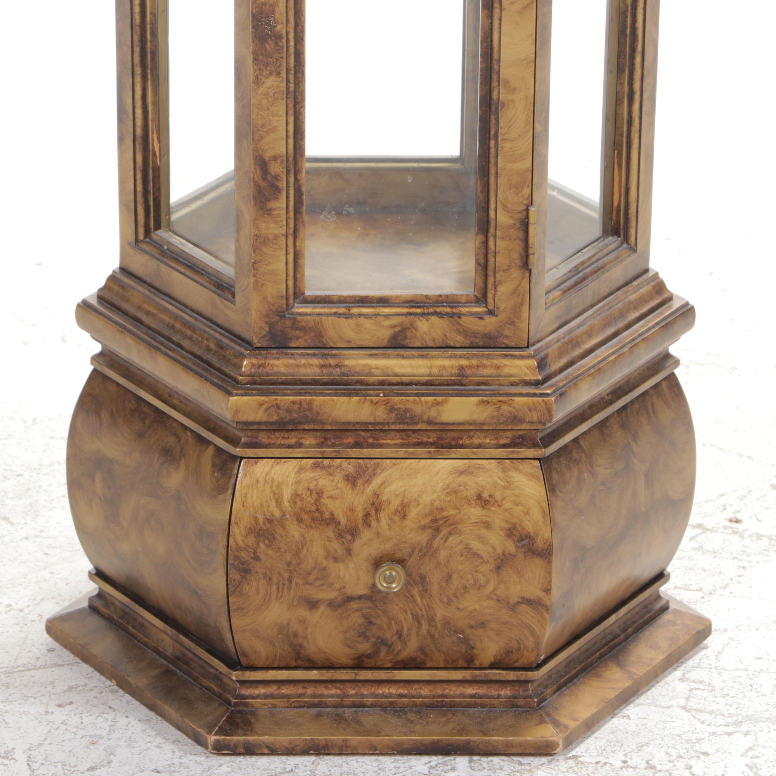 Mottled Gold Finish Illuminated Display Cabinet