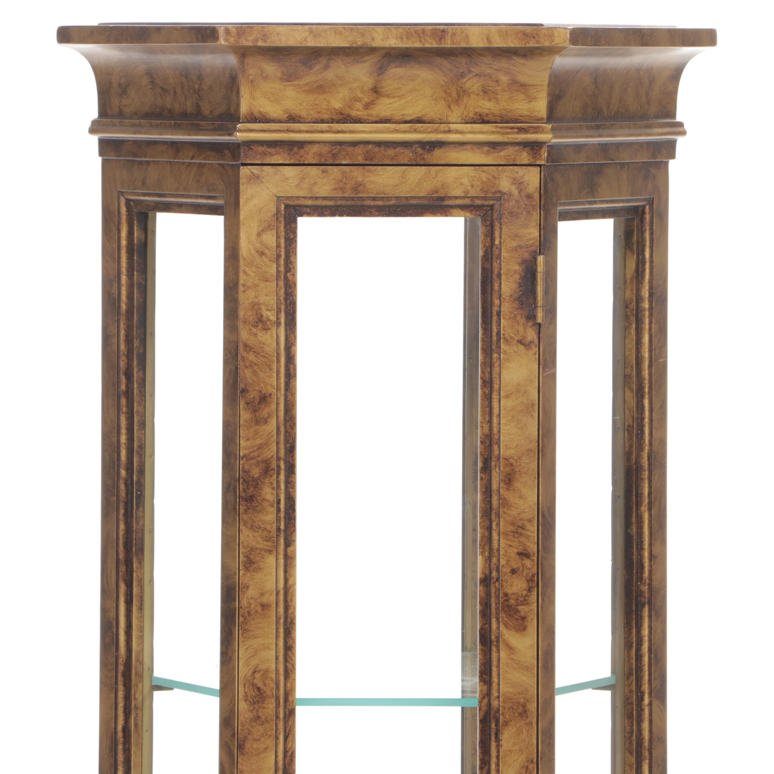 Mottled Gold Finish Illuminated Display Cabinet