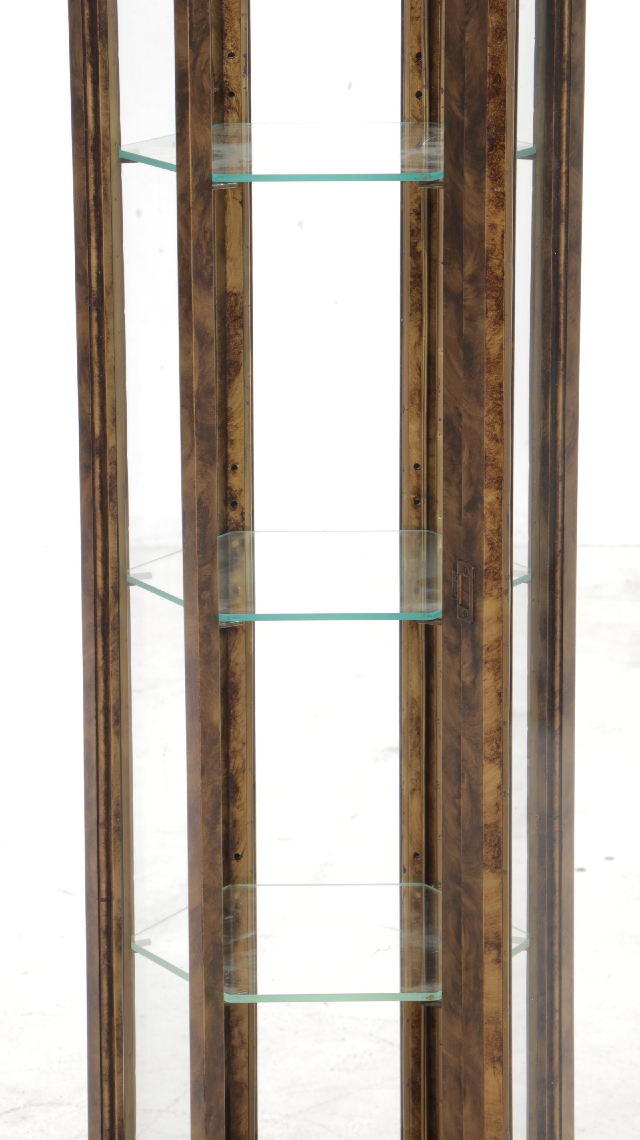 Mottled Gold Finish Illuminated Display Cabinet