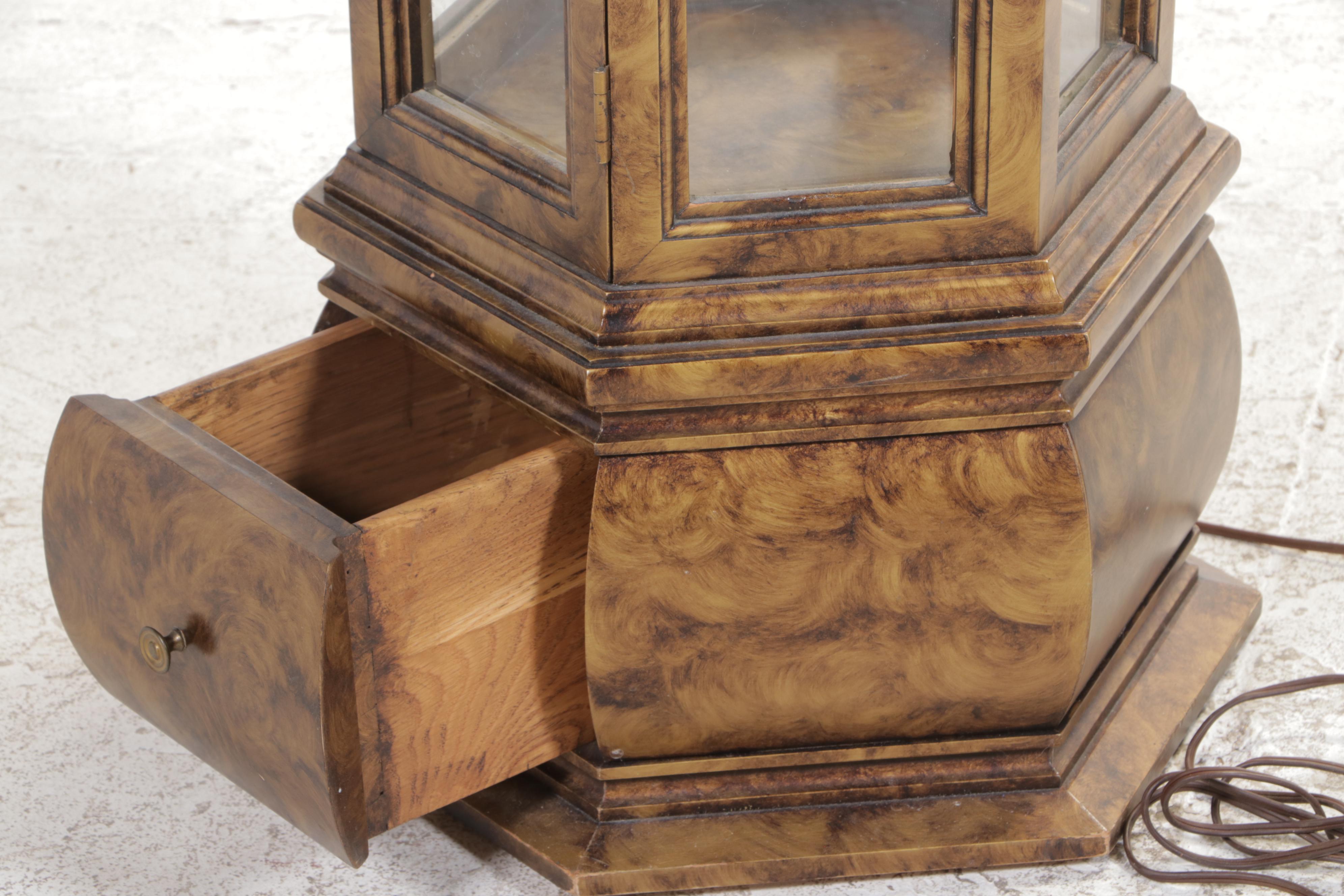 Mottled Gold Finish Illuminated Display Cabinet