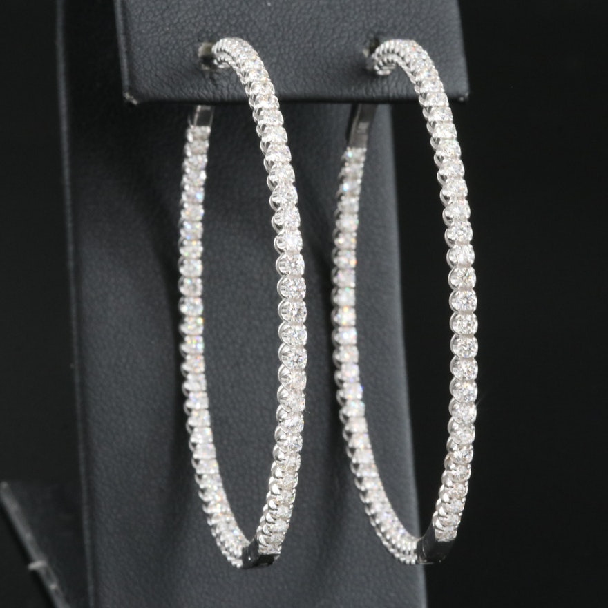 14K 3.02 CTW Diamond Inside-Out Large Hoop Earrings