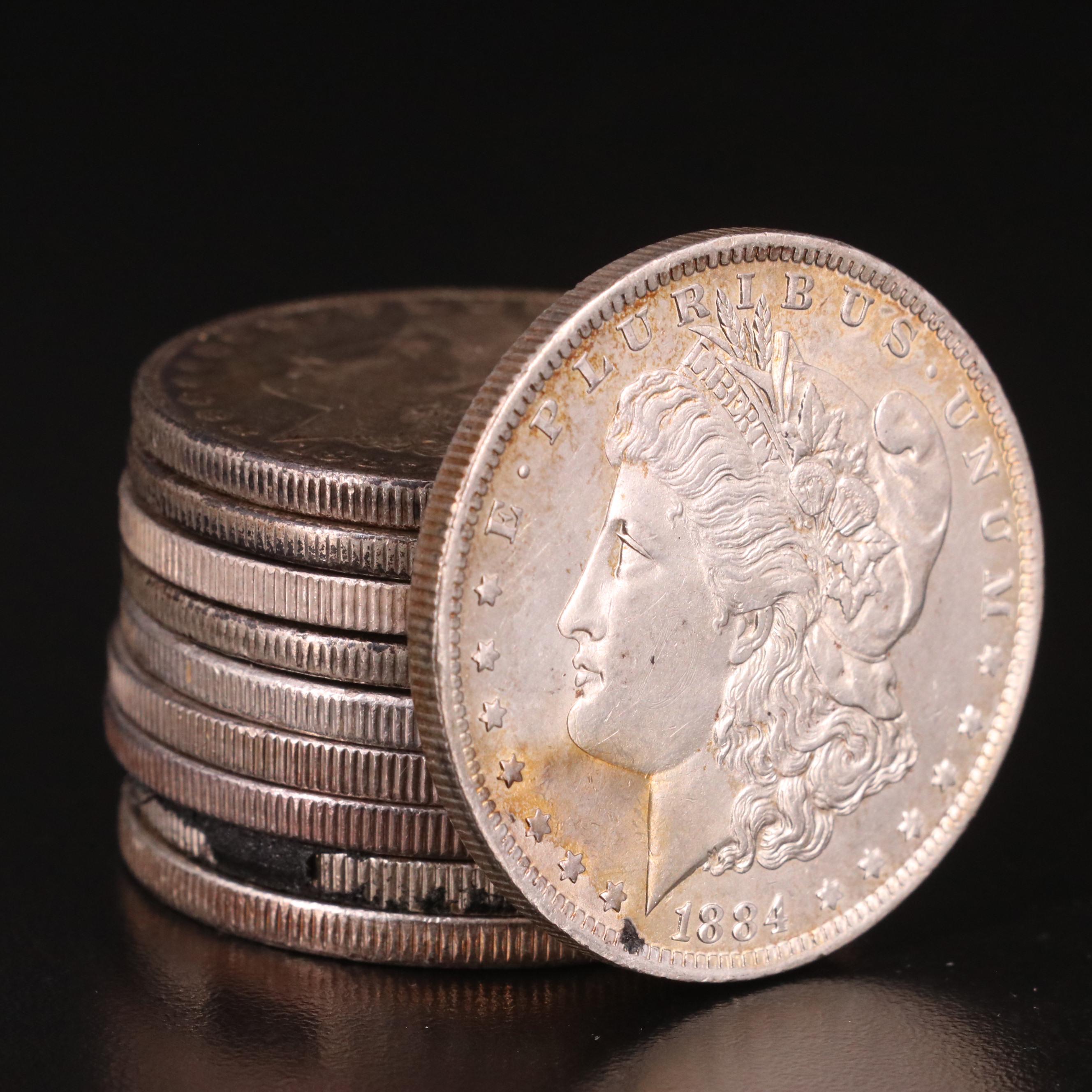 Ten Morgan Silver Dollars