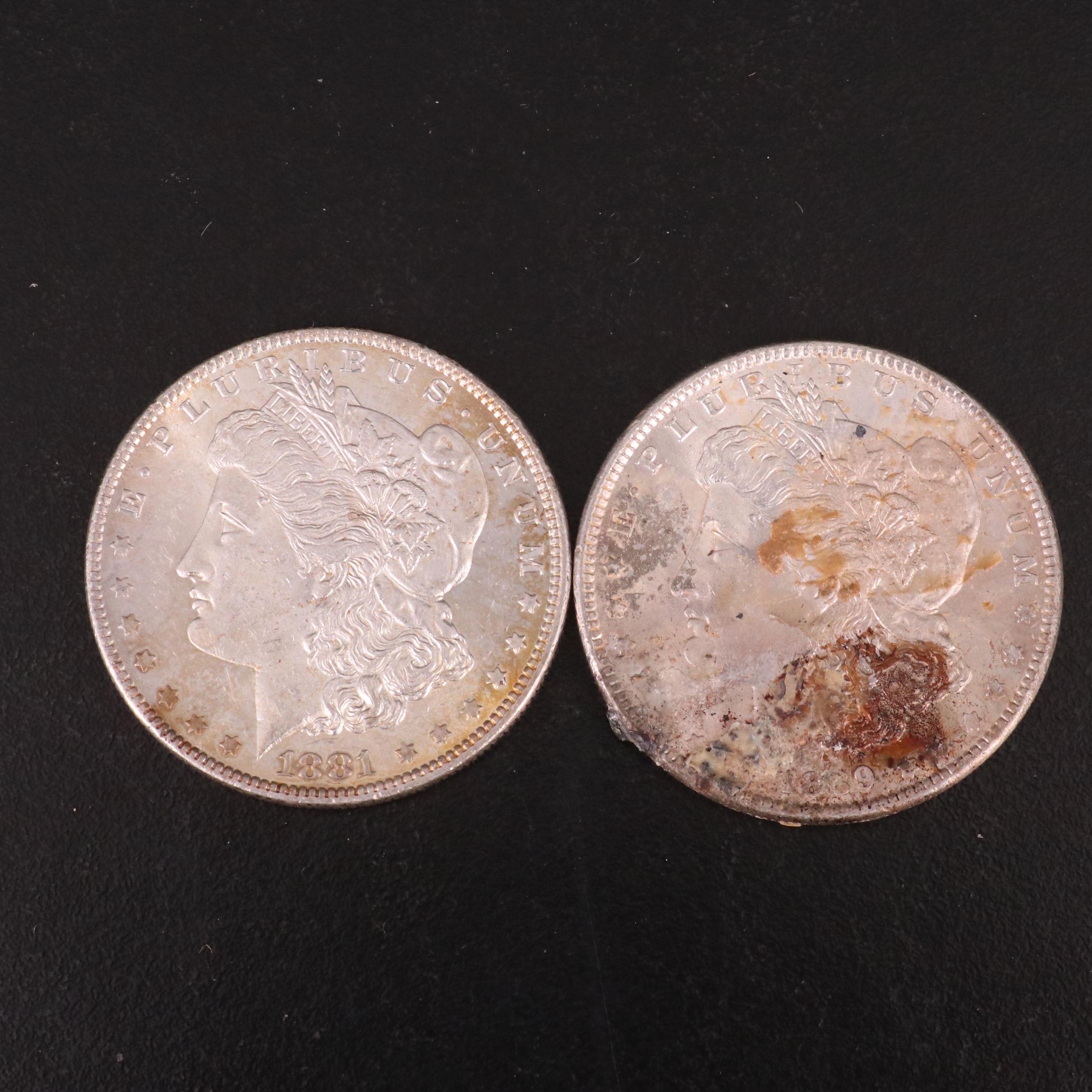 Ten Morgan Silver Dollars