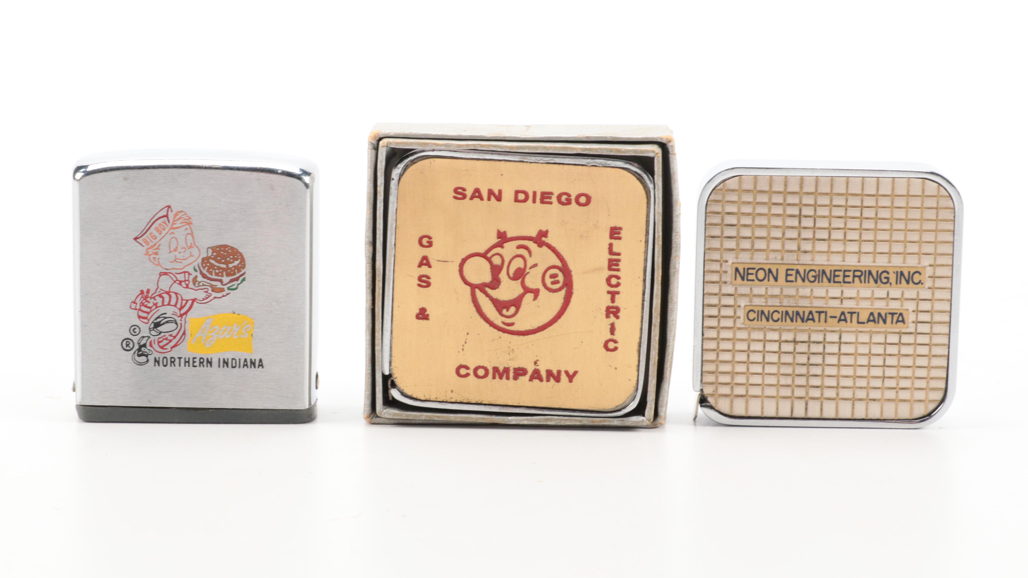 Zippo, Cincinnati Milling Machine Company and Other Advertising Tape Measures