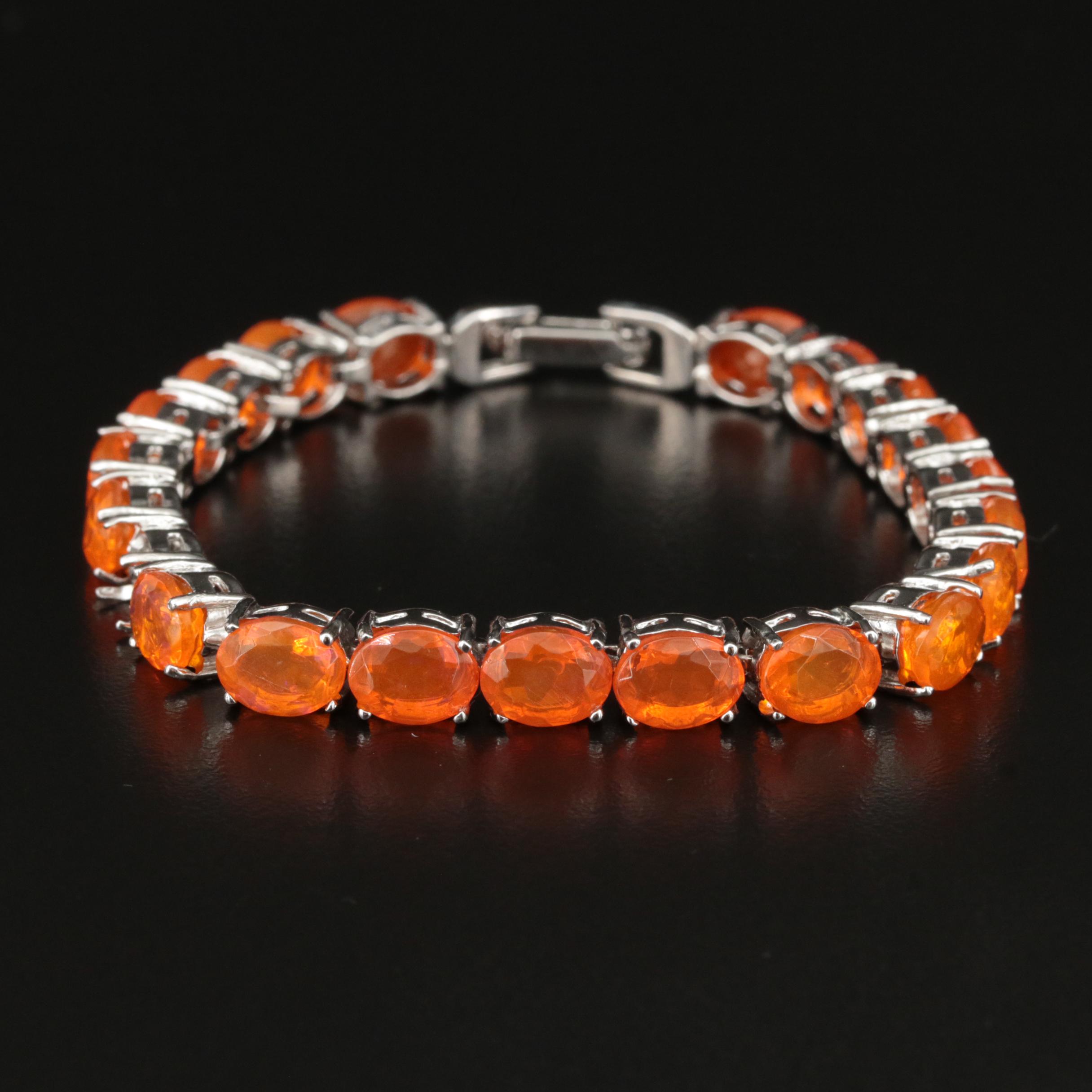 Sterling Fire Opal Bracelet