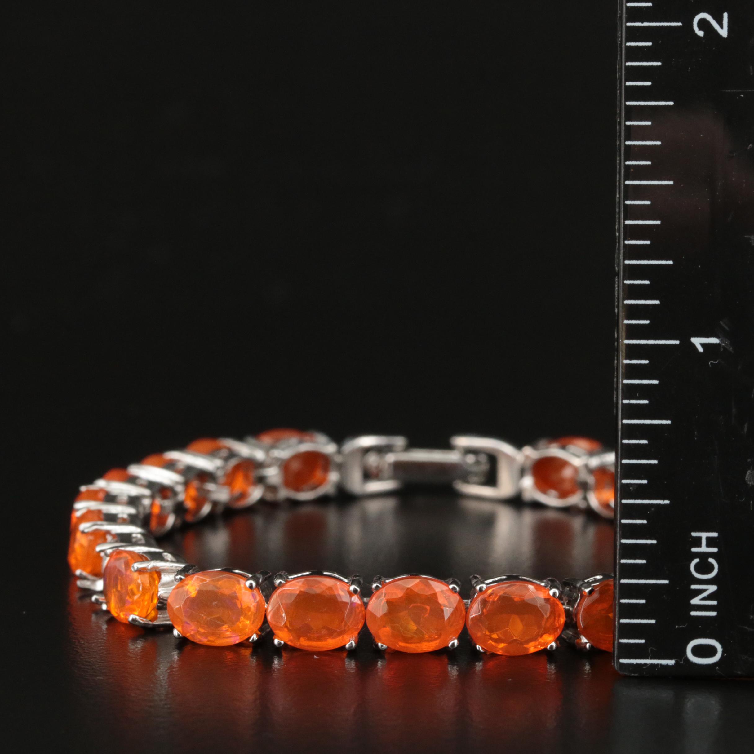 Sterling Fire Opal Bracelet