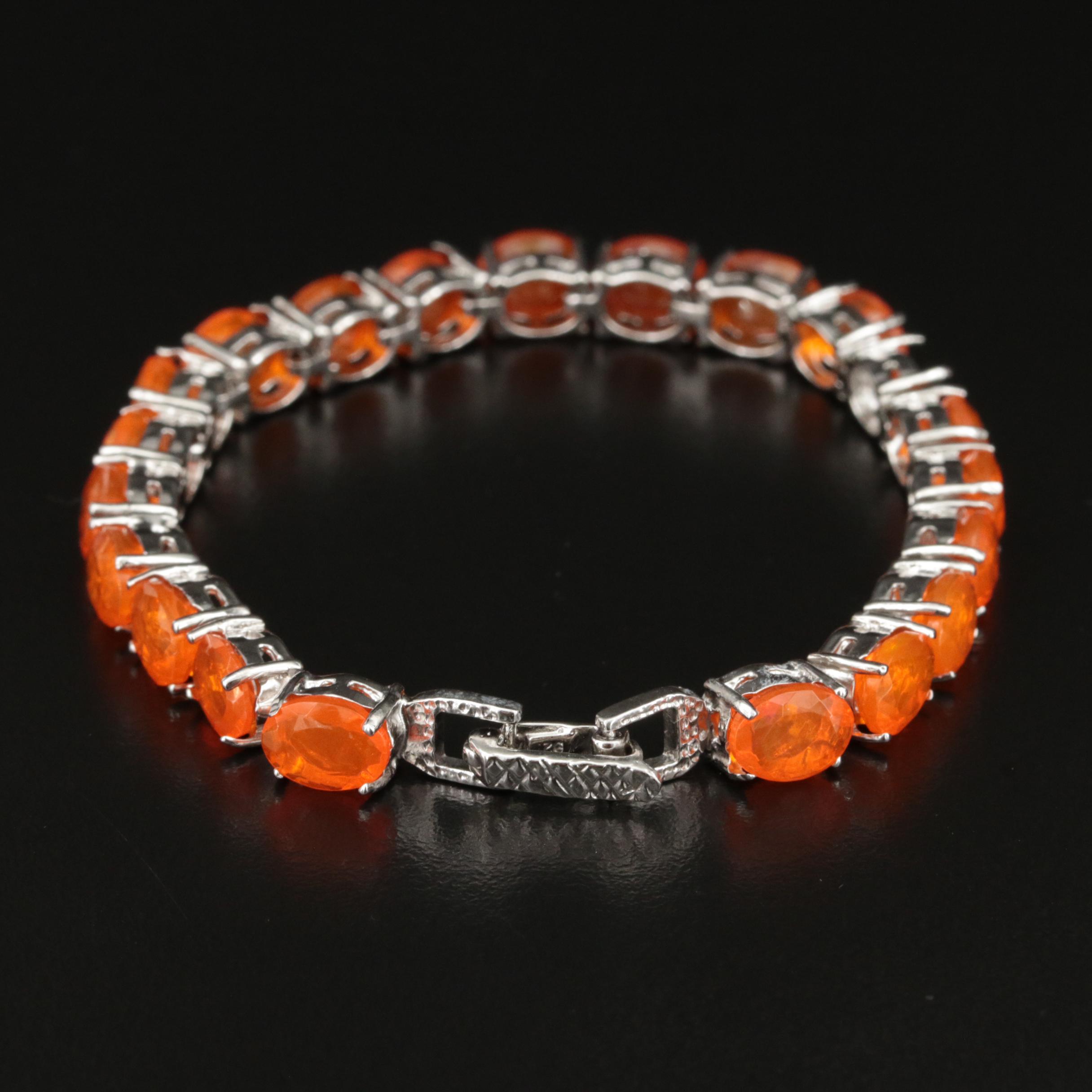 Sterling Fire Opal Bracelet