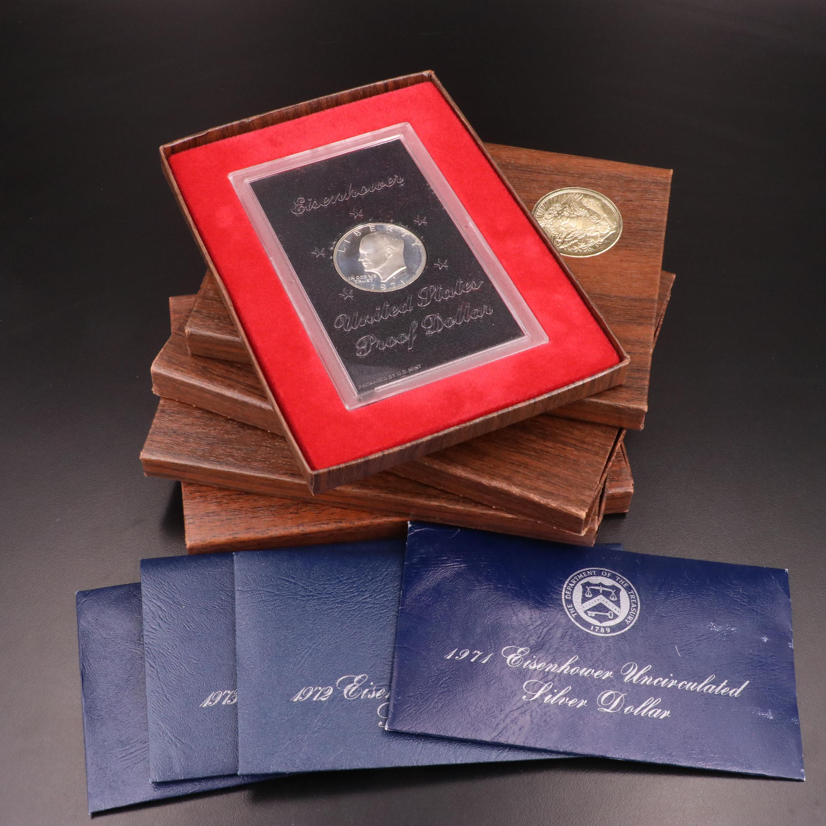 Eight 40% Silver Eisenhower Dollars