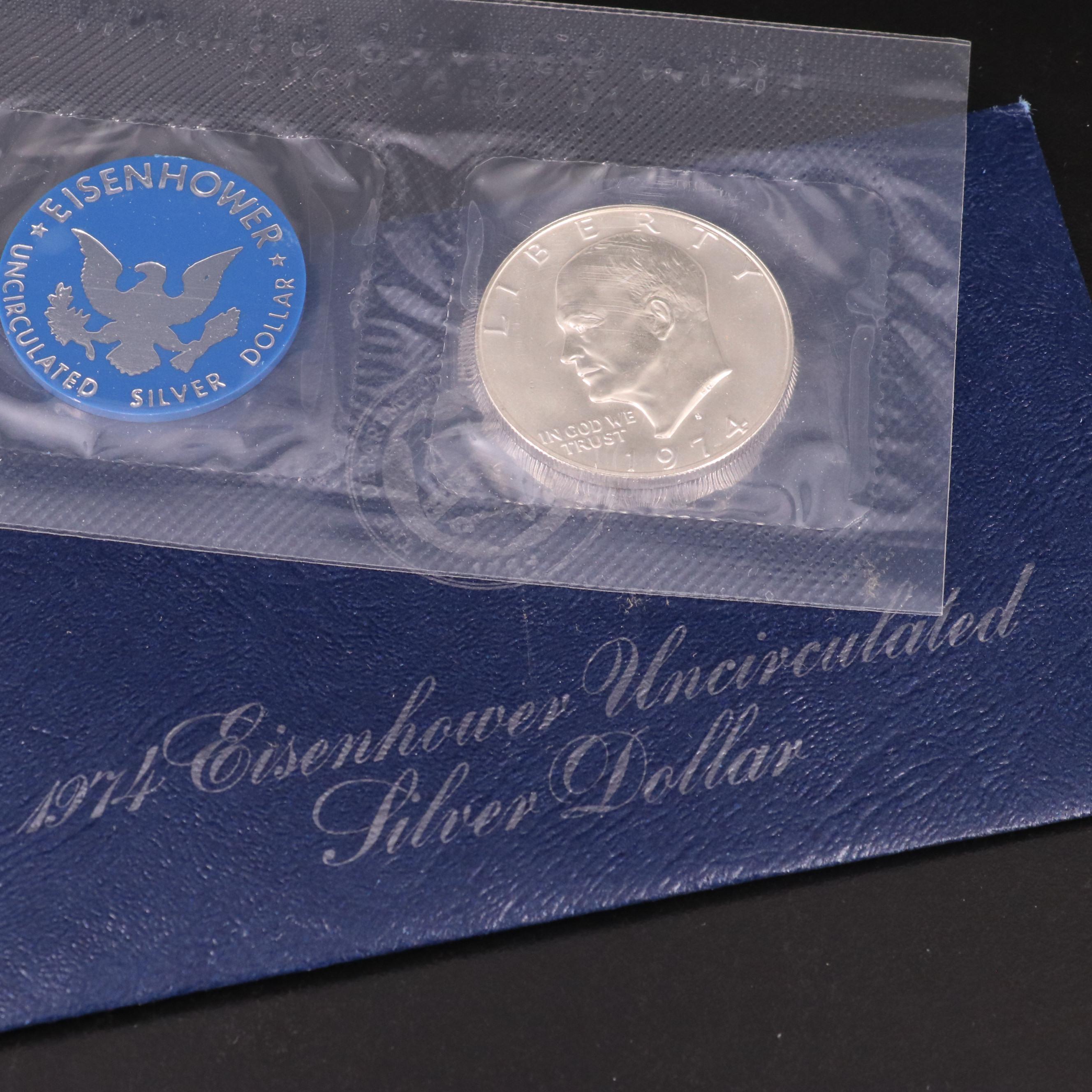 Eight 40% Silver Eisenhower Dollars