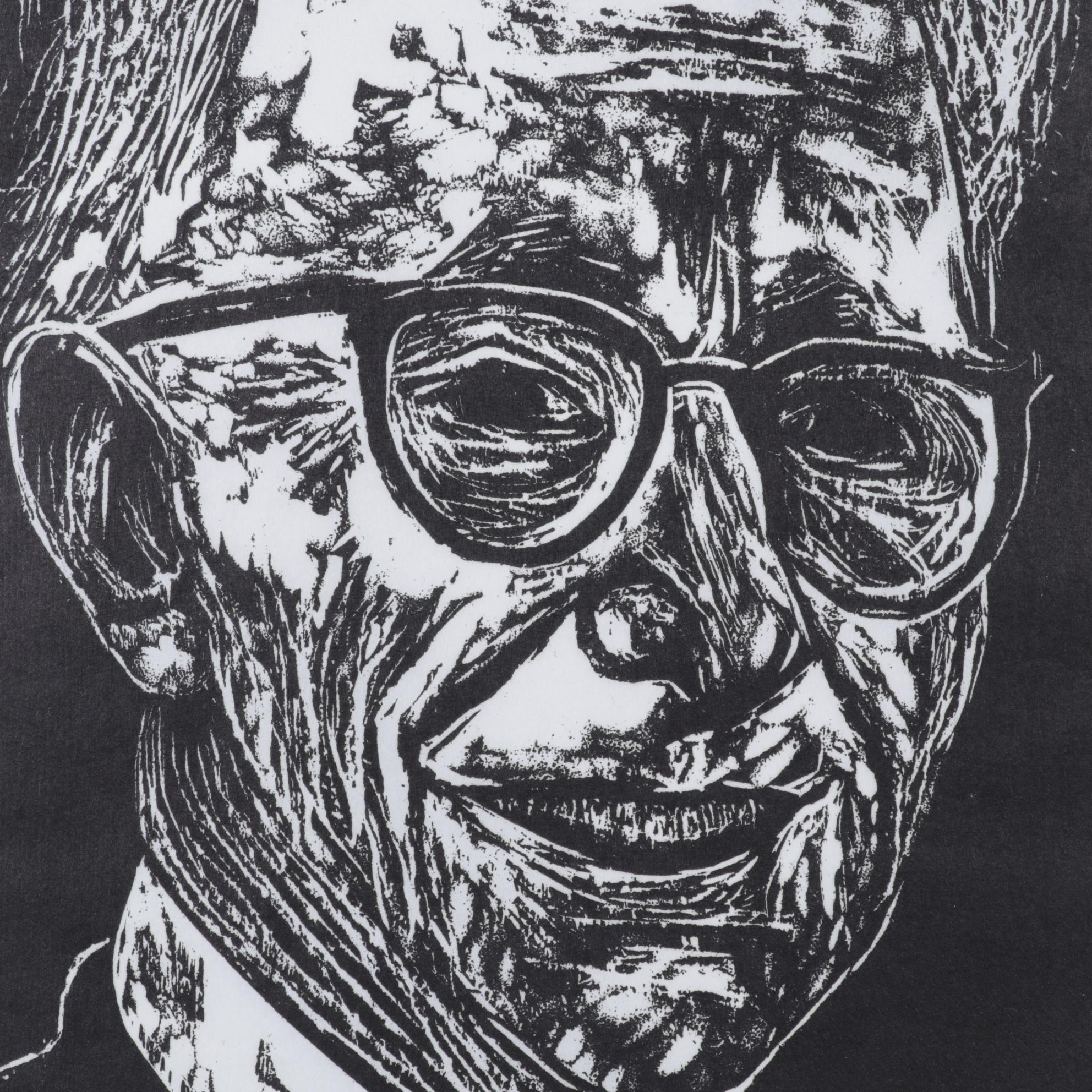 Sidney Chafetz Woodcut "A. J. Muste," 1967