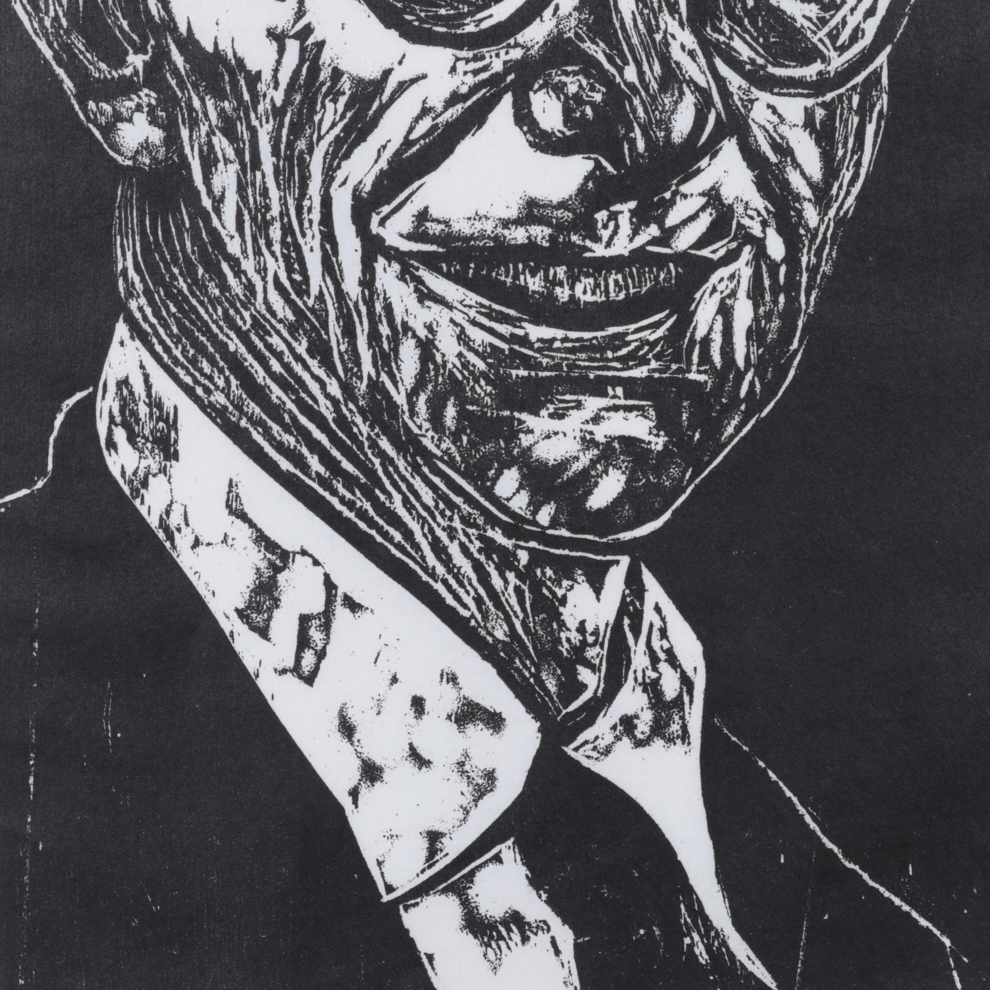 Sidney Chafetz Woodcut "A. J. Muste," 1967